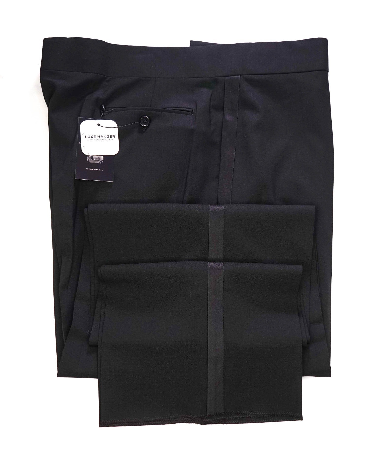 $695 ARMANI COLLEZIONI - Black Tuxedo Pants - 39W