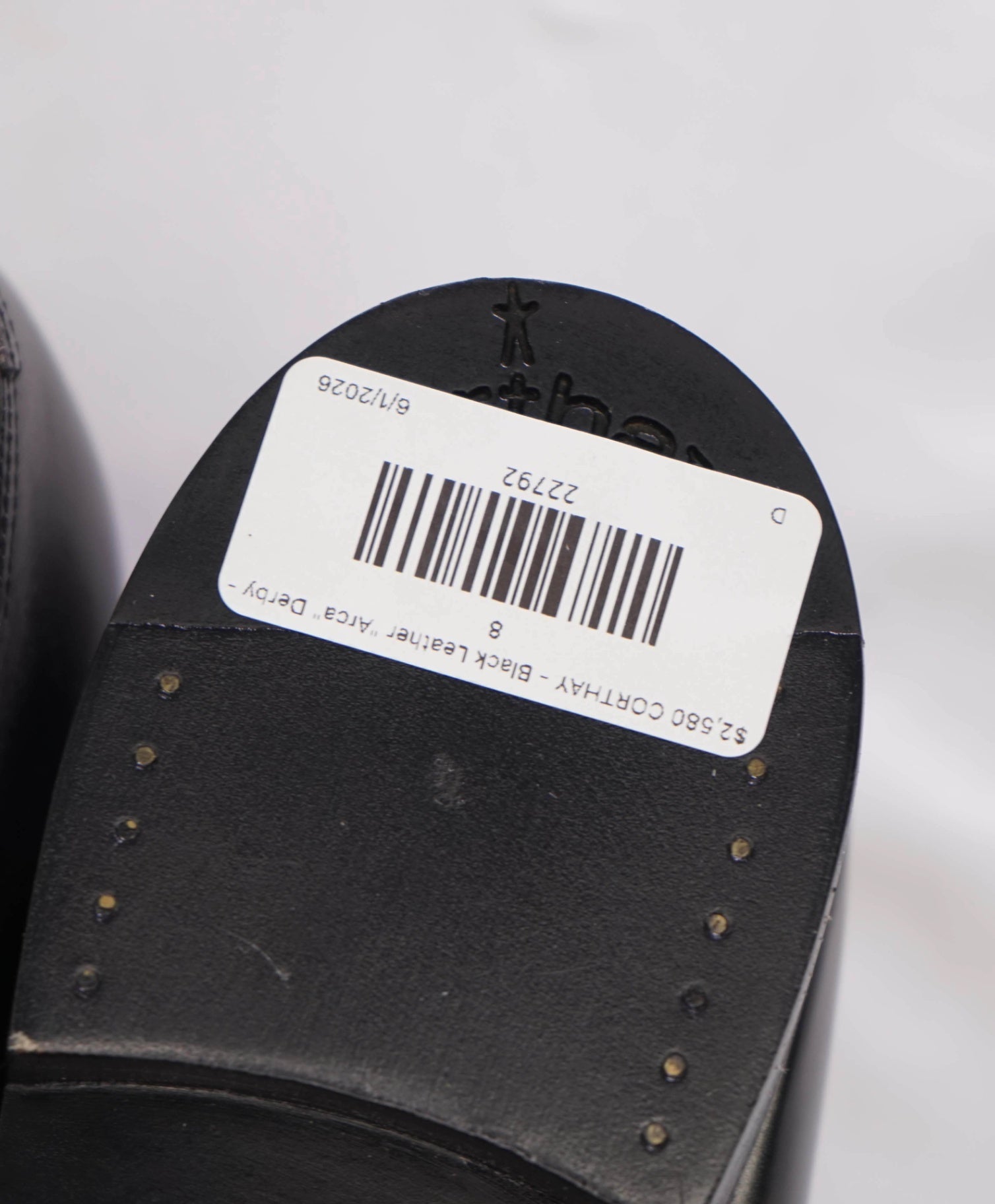 $2,580 CORTHAY - Black Leather "Arca" Derby - 8