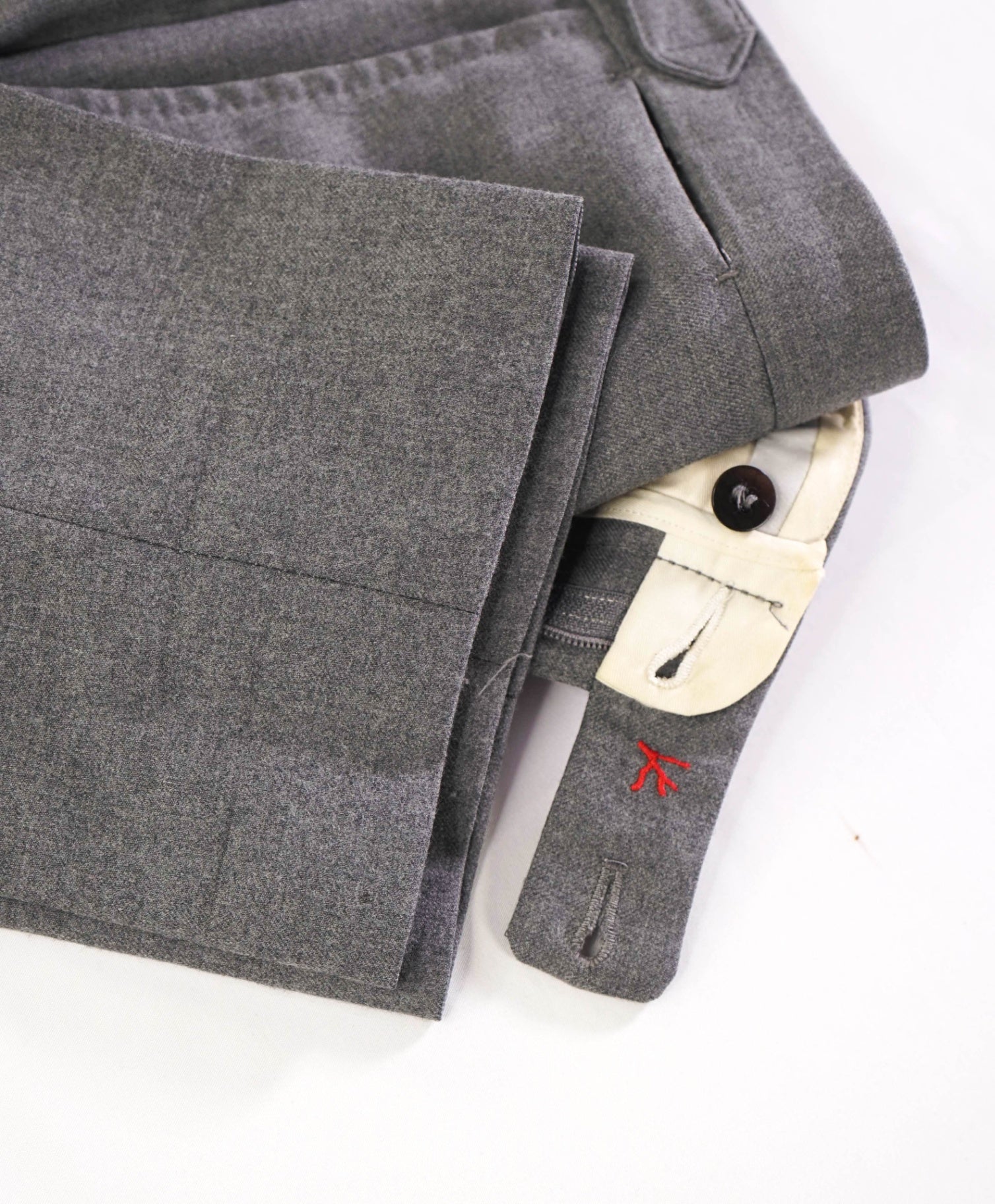 $995 ISAIA - Light Gray Flannel *Side Tabs* Pants - 36W
