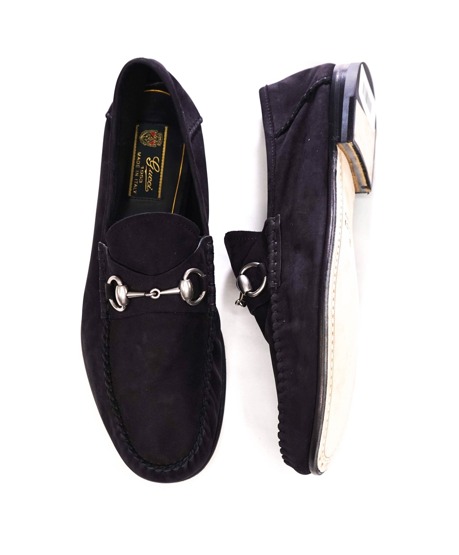 $1,090 GUCCI - Black Suede Unlined Venetian Loafers - US 9 (8.5G)