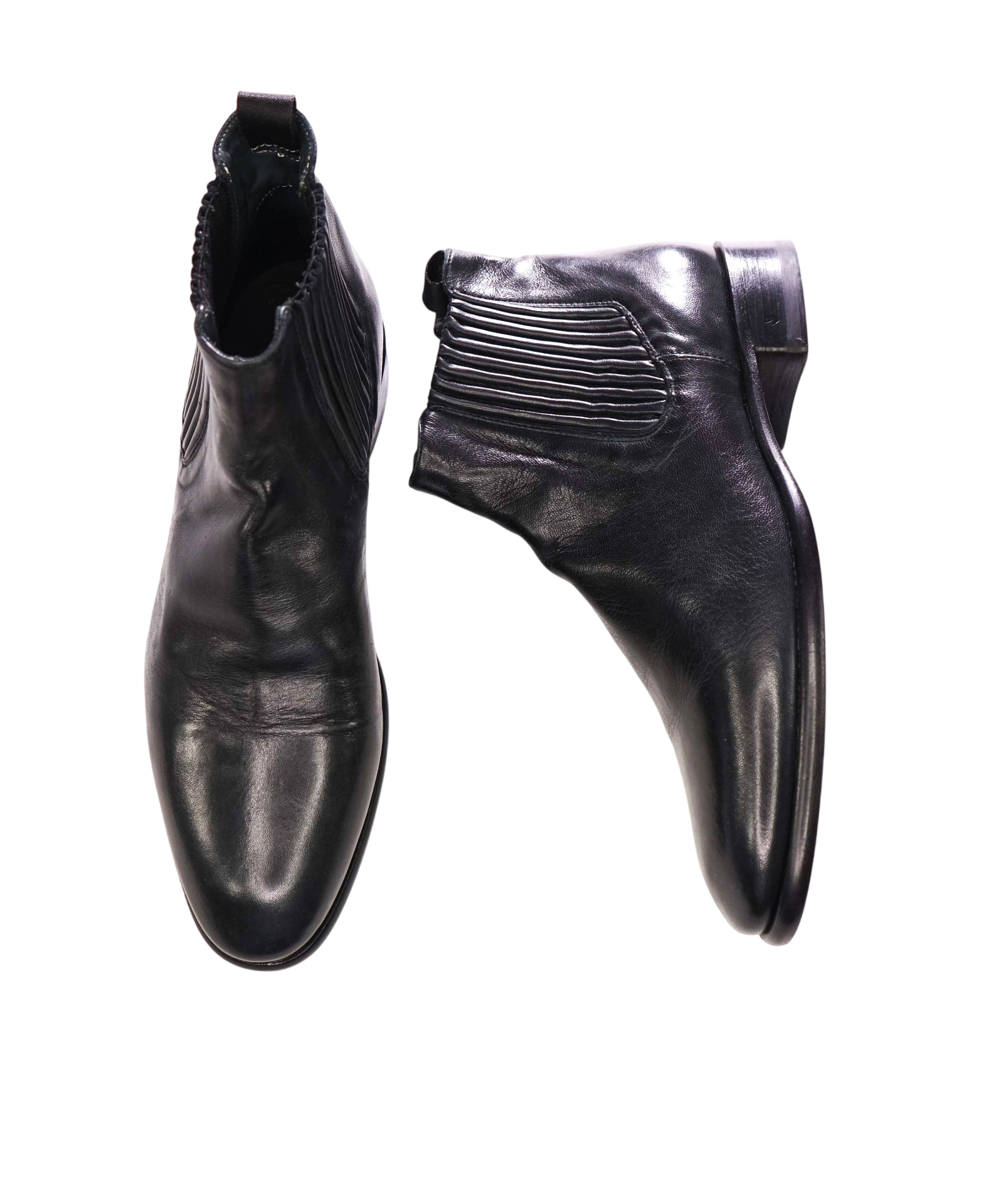 $898 JOHN VARVATOS - Dark Gray Distressed Leather Boots - 8.5
