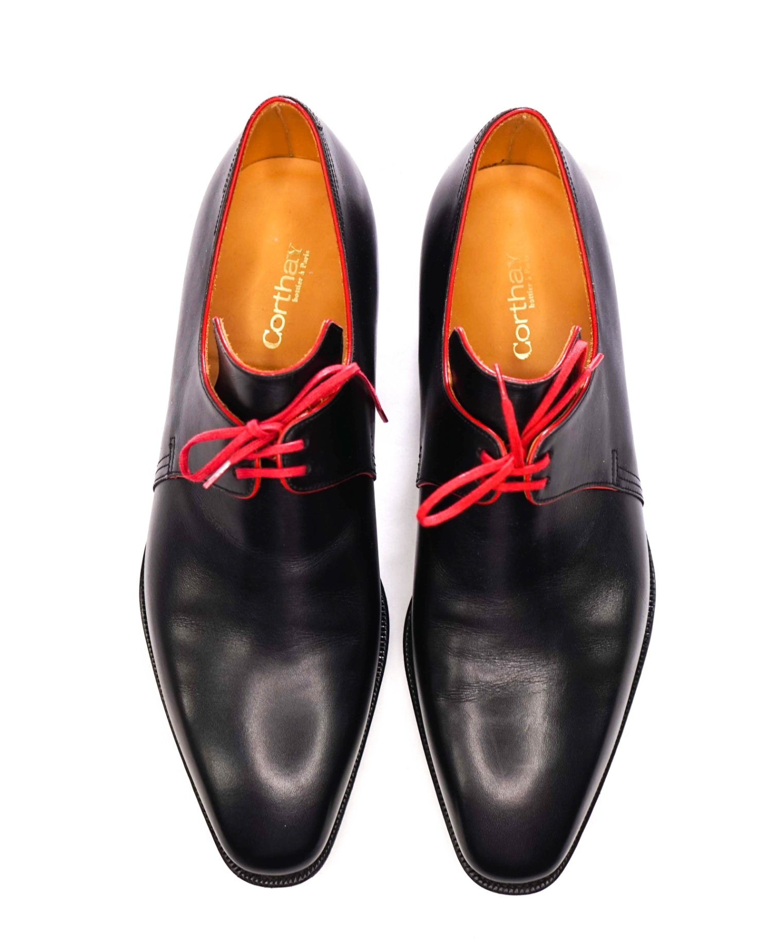 $2,580 CORTHAY - Black Leather "Arca" Derby - 8