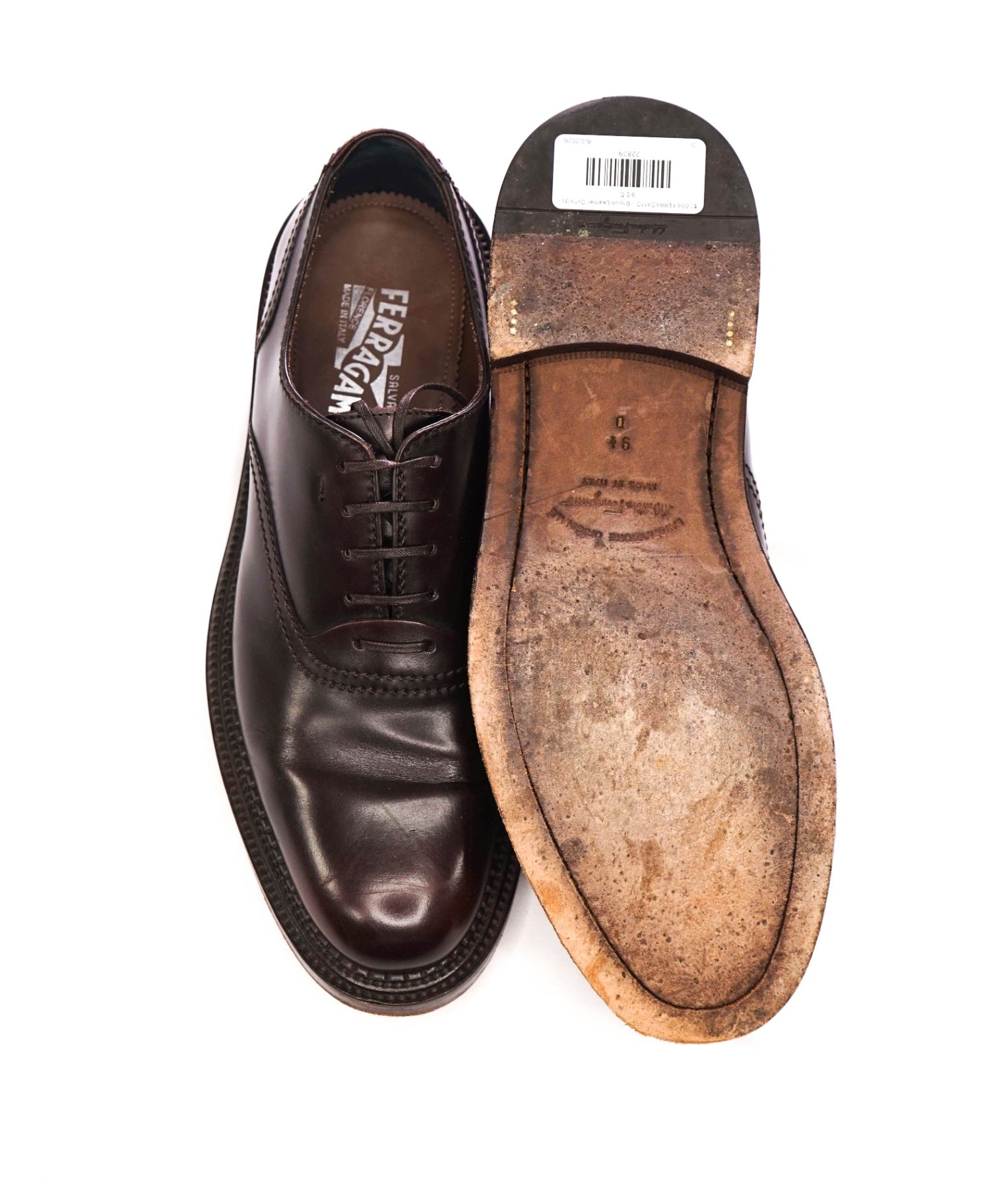 $1,095 FERRAGAMO - Brown Leather Oxfords - 9.5 D
