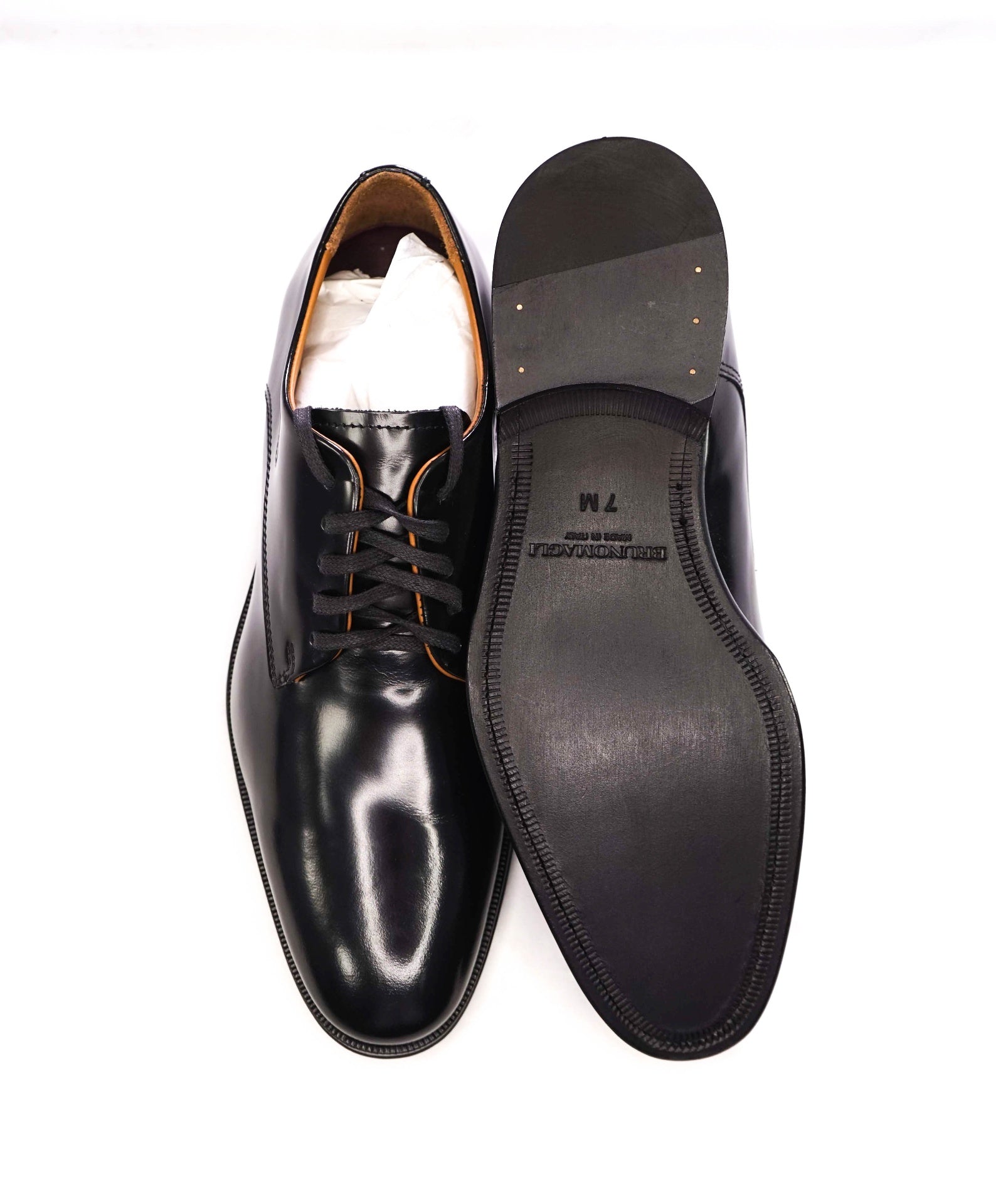 $395 BRUNOMAGLI - Black Leather Derby - 7 M
