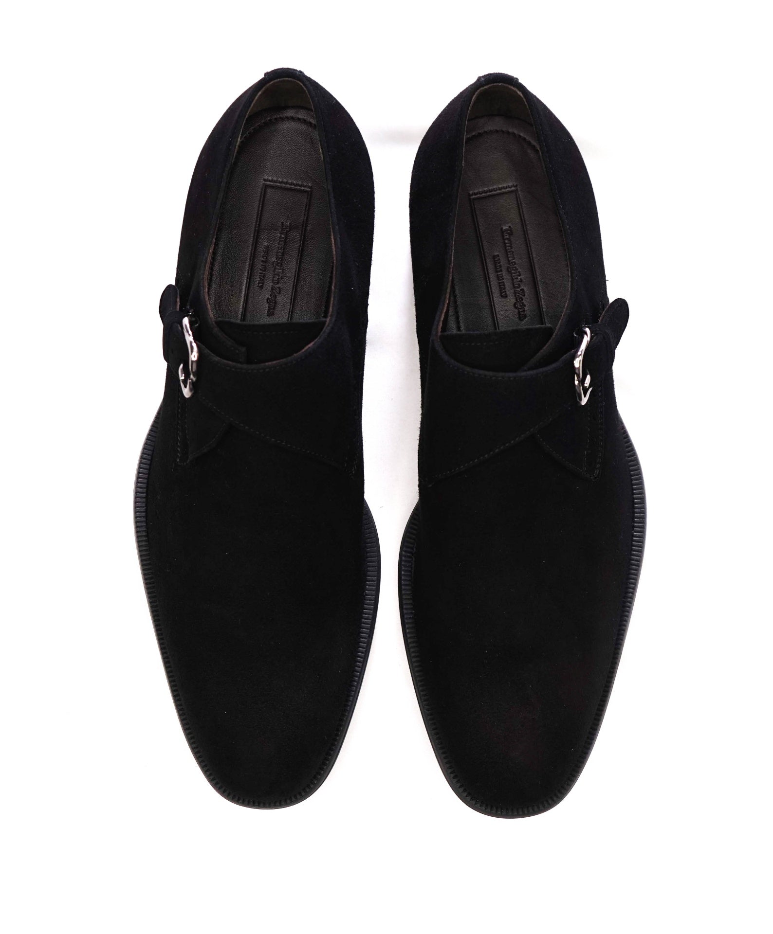 $830 ZEGNA - Black Suede Single Monk - US 7 (6.5UK)