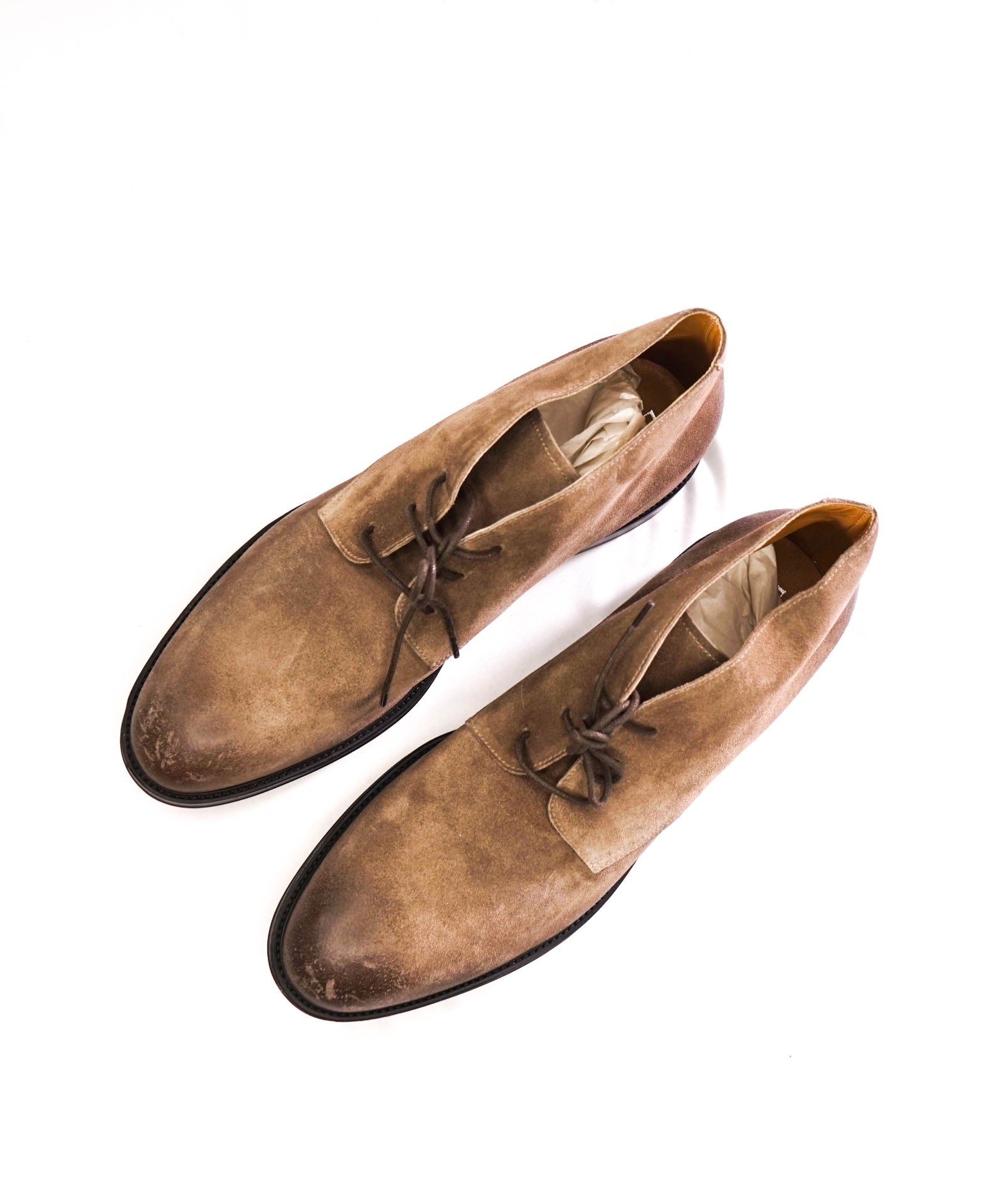 $975 DOUCAL'S - Tan Suede Distressed Chukka Boots - US 10 (43EU)