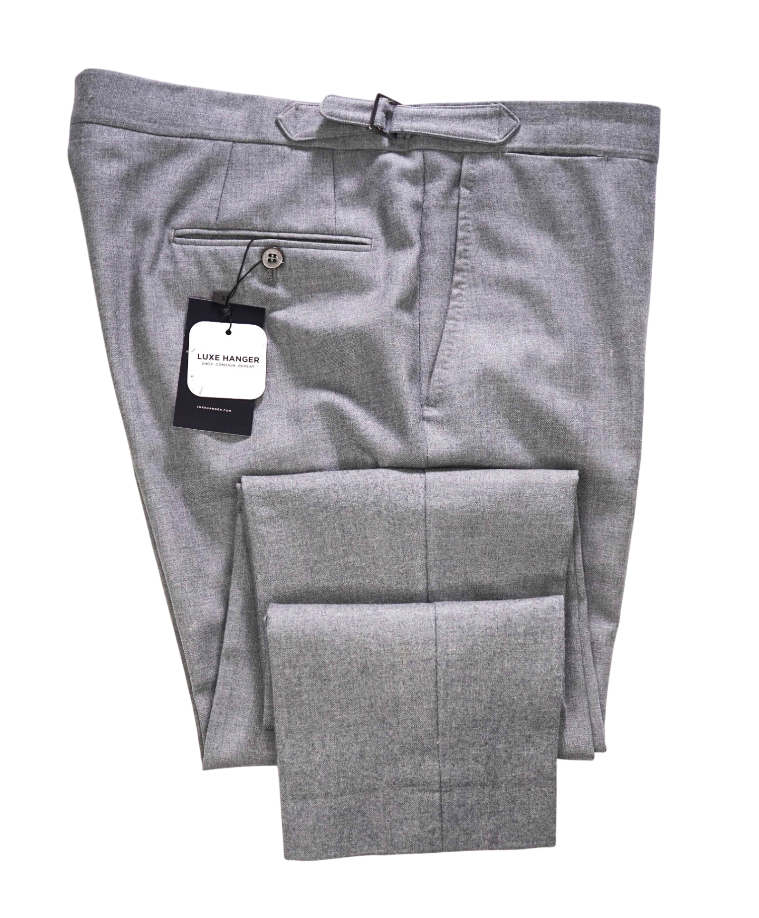 $995 ISAIA - Light Gray Flannel *Side Tabs* Pants - 36W