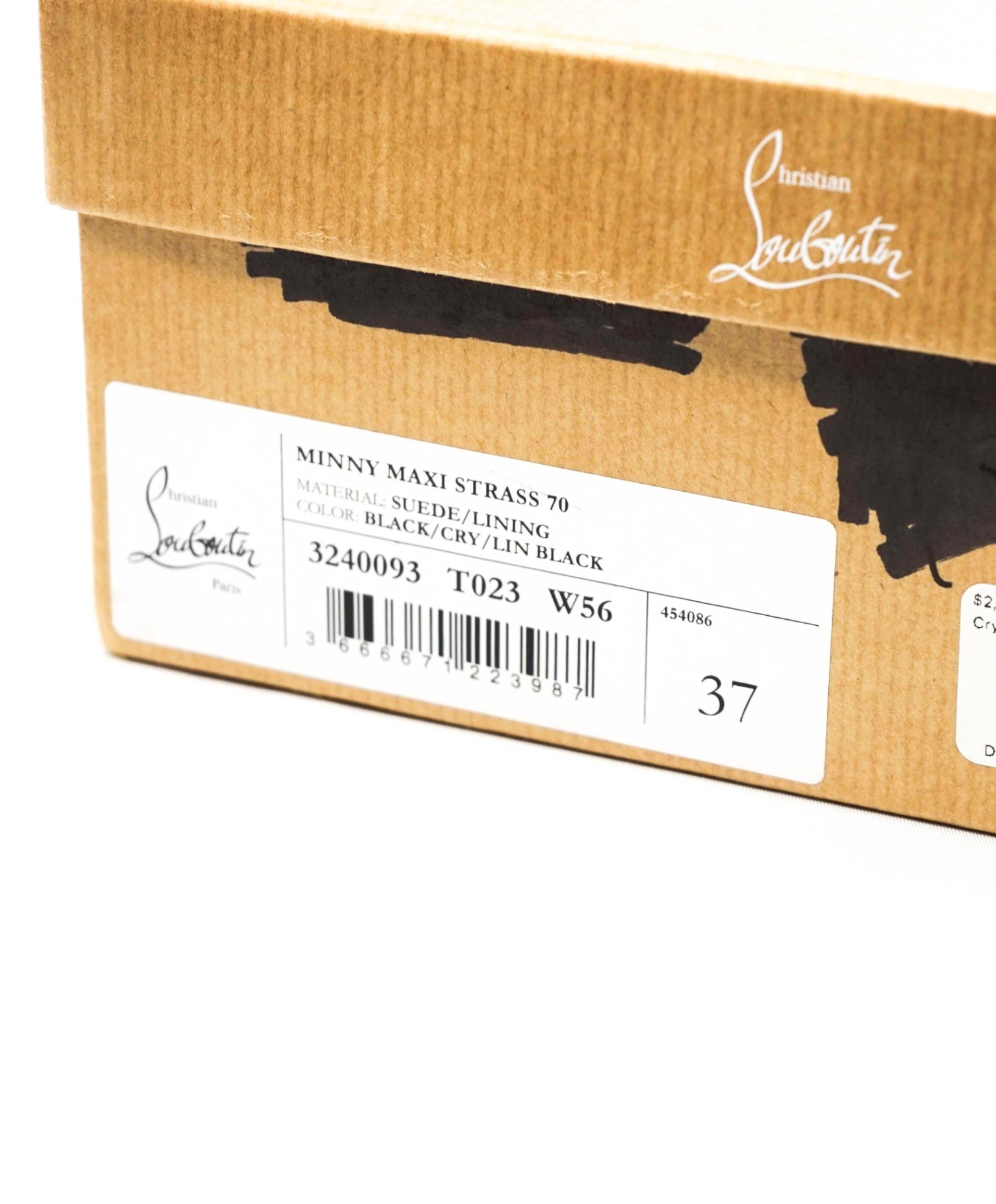 $2,995 LOUBOUTIN - "MINNY MAXI" Crystal-Embellished Black Suede 70mm Pumps - US 7 (37EU)