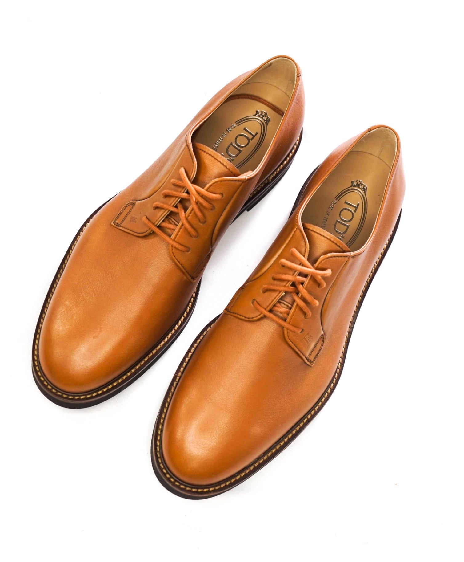 $875 TOD'S - Brown Leather Derby - US 9 (8UK)