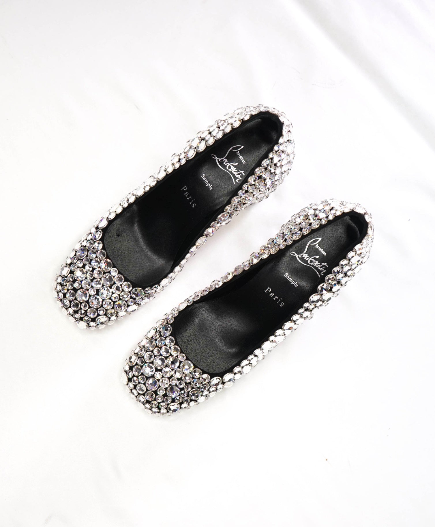 $2,995 LOUBOUTIN - "MINNY MAXI" Crystal-Embellished Black Suede 70mm Pumps - US 7 (37EU)