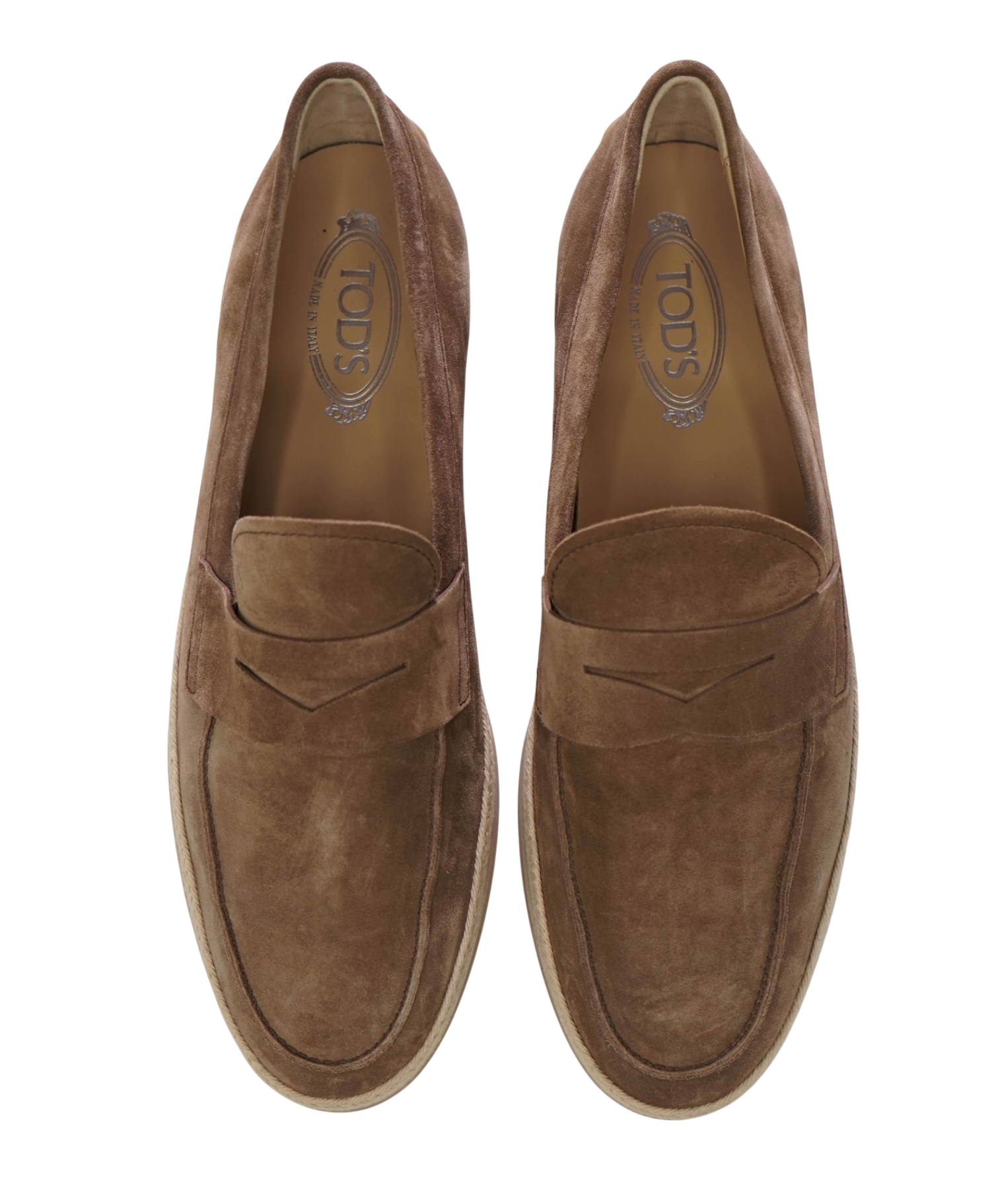 $995 TOD'S - Tan Suede Penny Loafers - US 11.5 (UK10.5)
