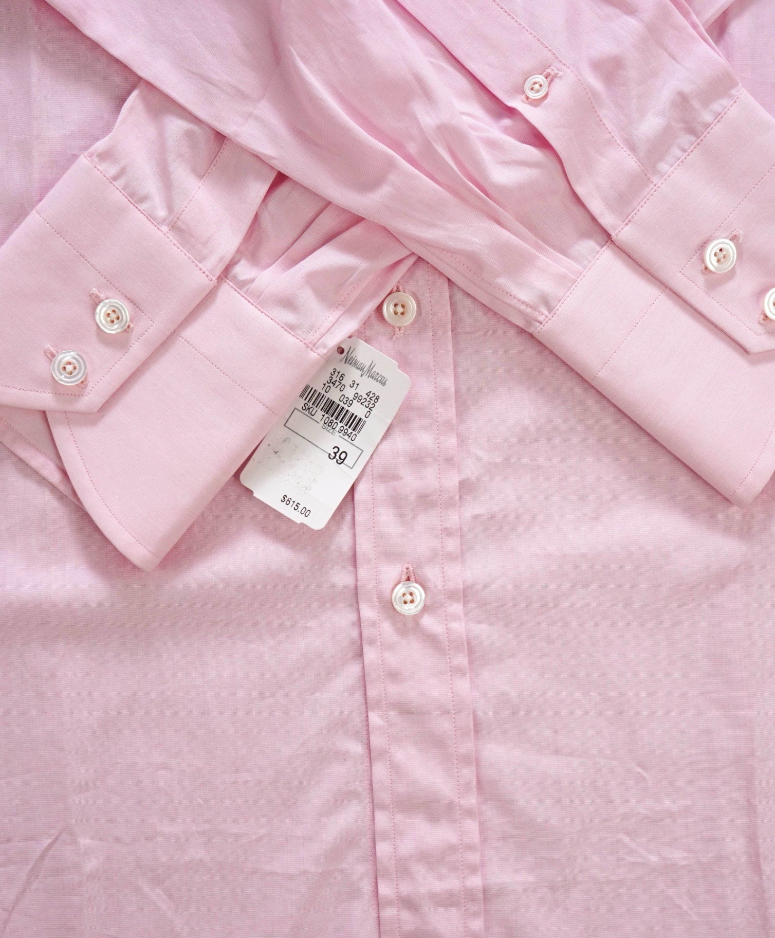 $615 TOM FORD - Solid Pink Cotton Dress Shirt - 15.5 / 39
