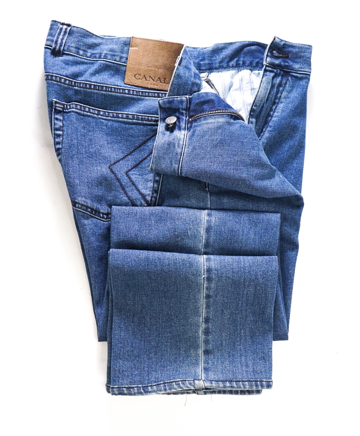 $675 CANALI - Light Wash Denim Jeans - 37W