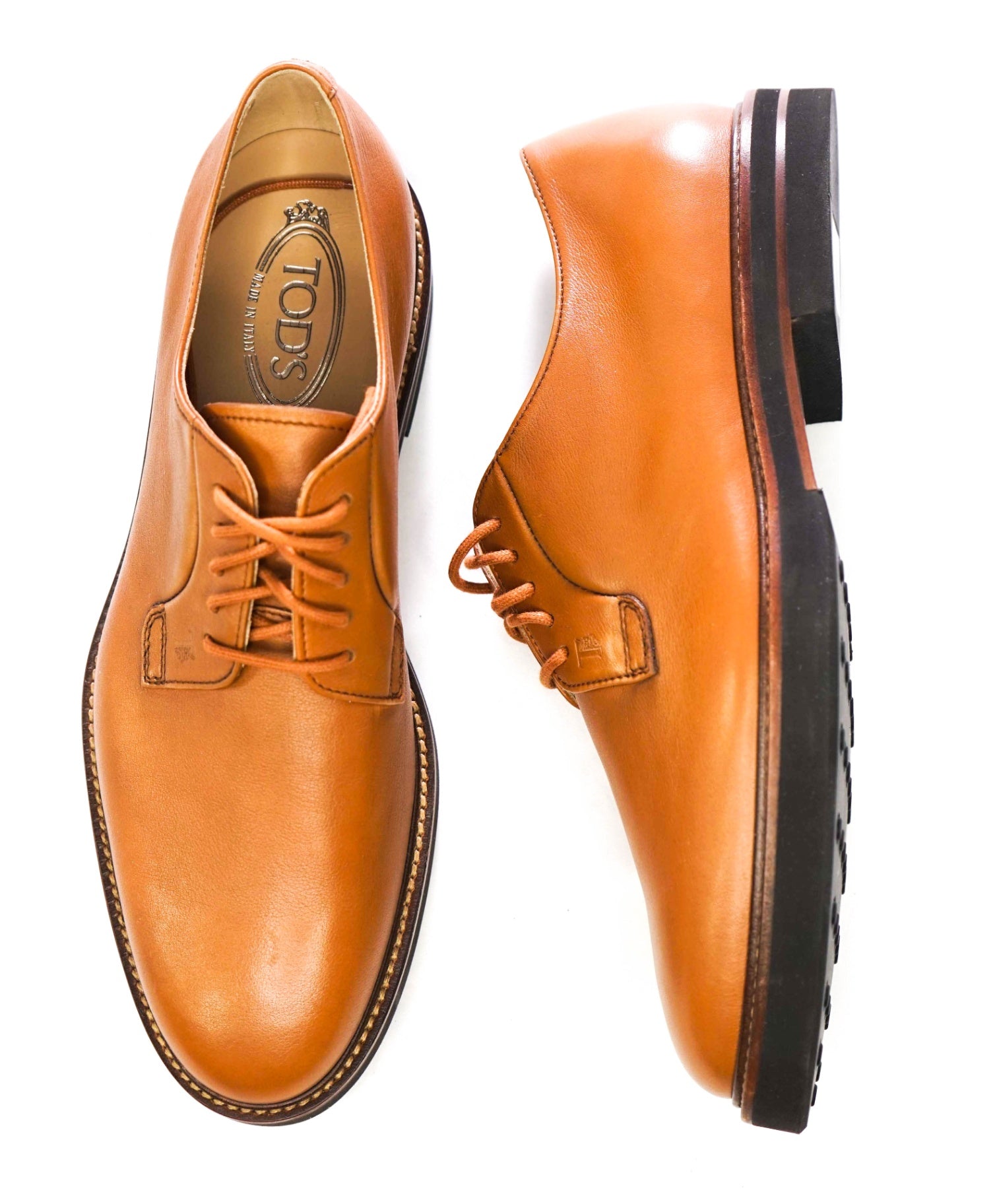$875 TOD'S - Brown Leather Derby - US 9 (8UK)