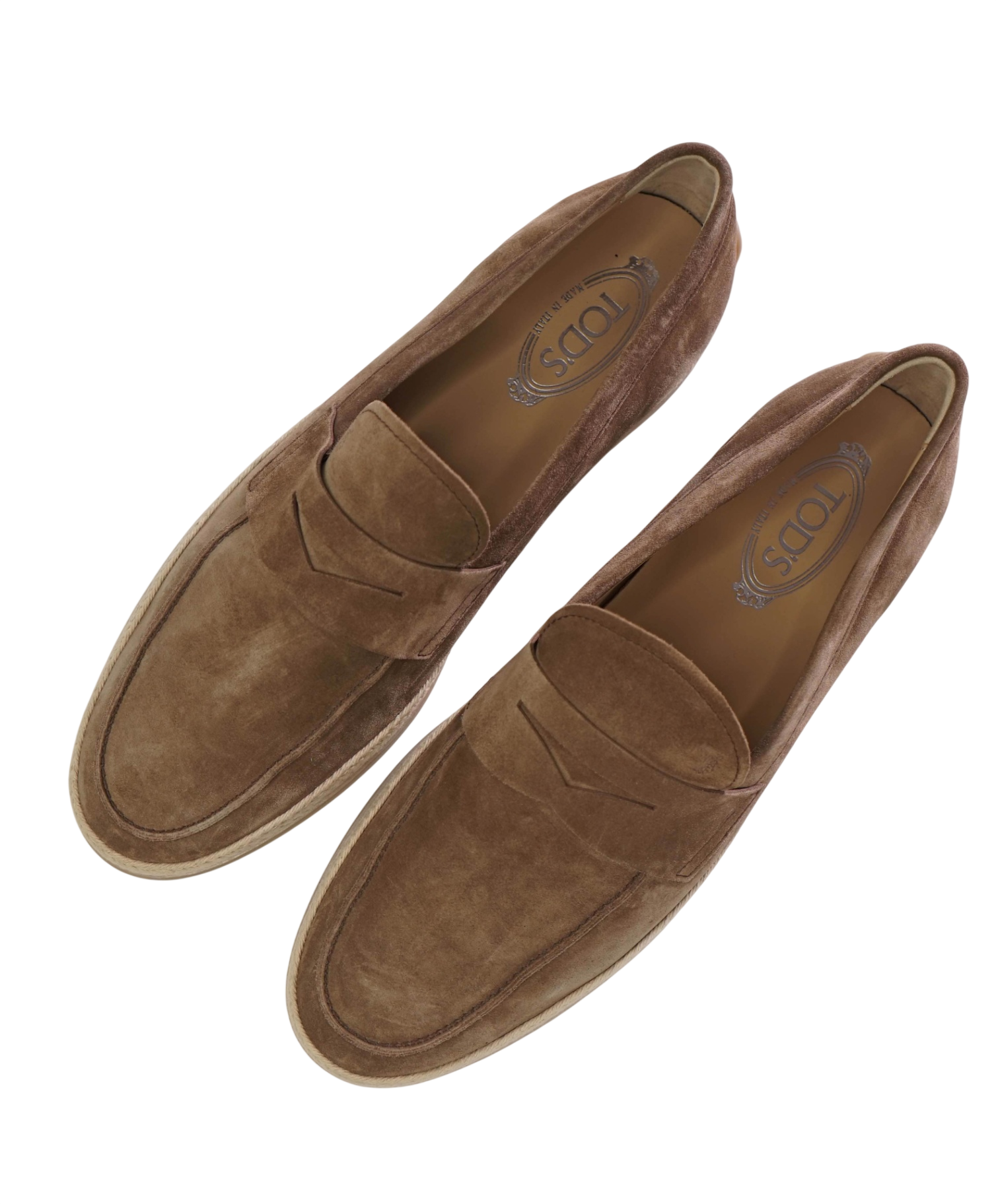 $995 TOD'S - Tan Suede Penny Loafers - US 11.5 (UK10.5)