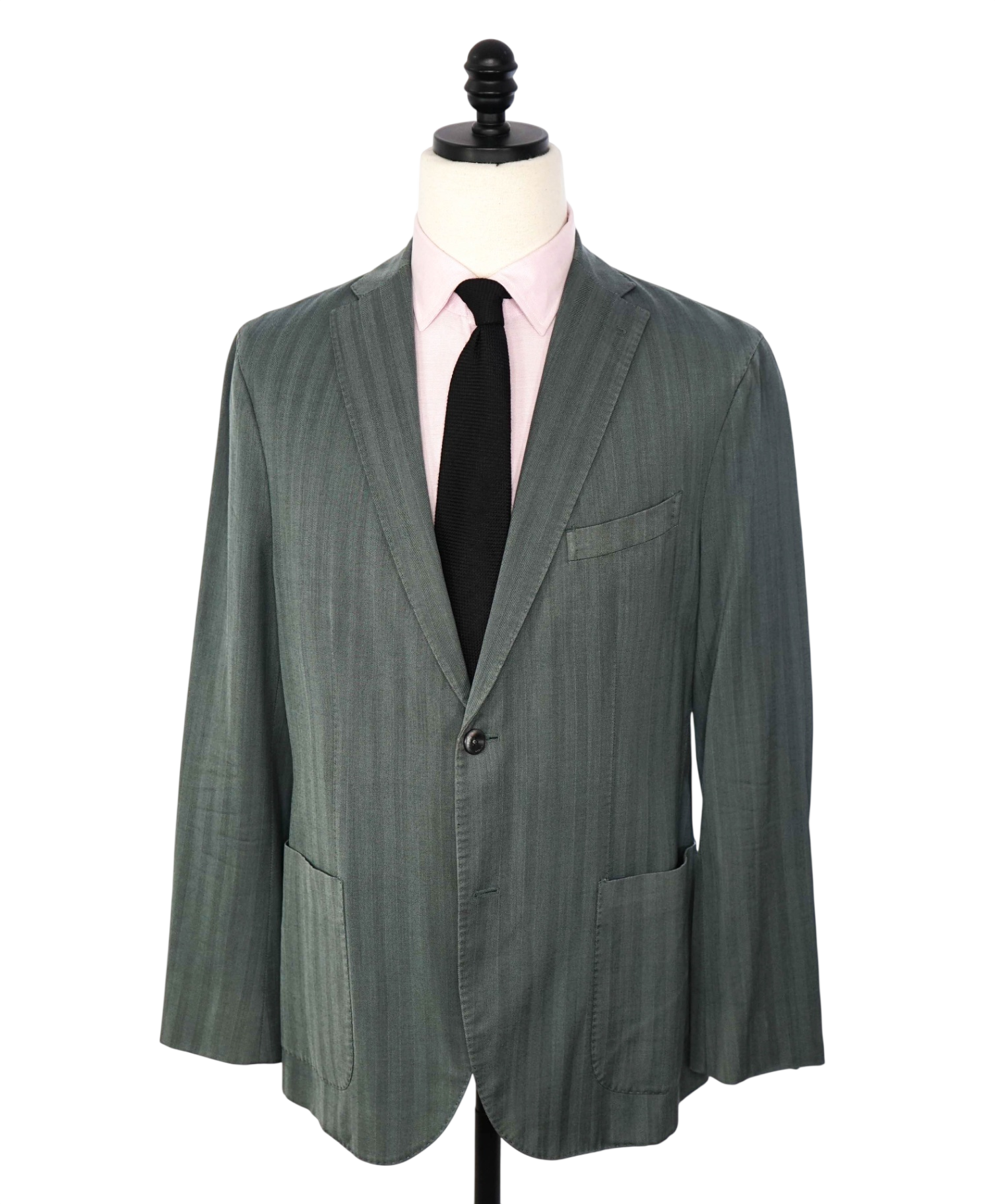 $1,595 BOGLIOLI - Green Herringbone Wool Blazer - 40R