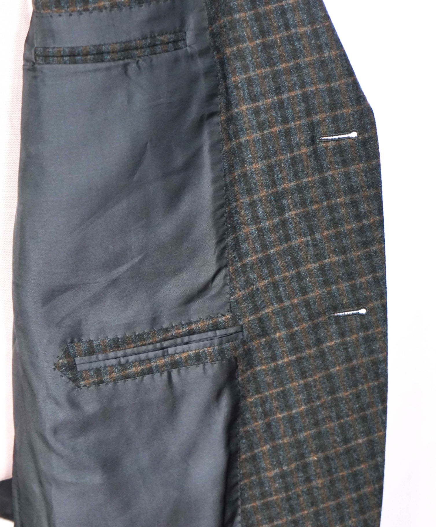 $3,690 ZEGNA - Navy/Brown Plaid Wool/Cashmere Sport Jacket - 46R