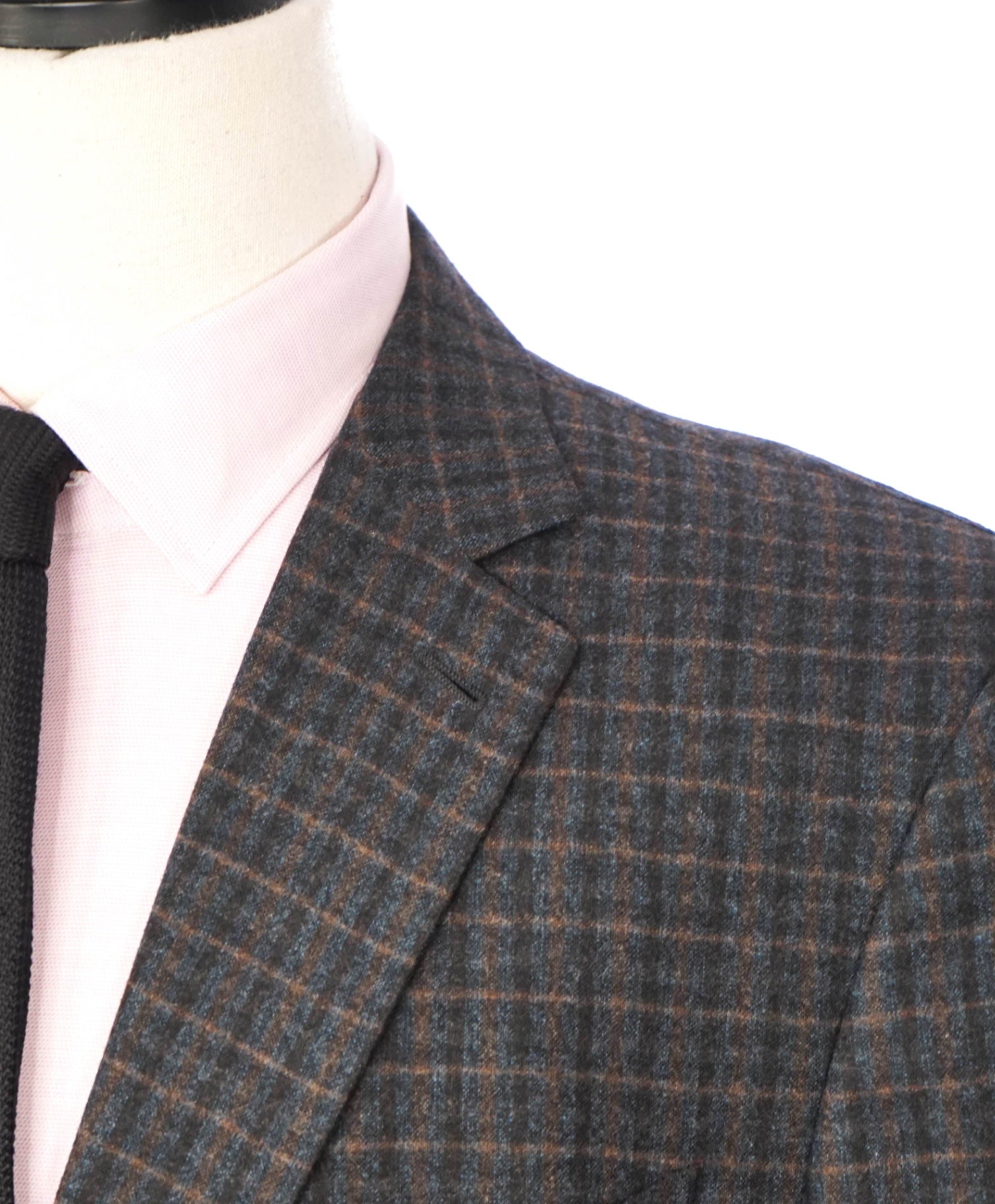 $3,690 ZEGNA - Navy/Brown Plaid Wool/Cashmere Sport Jacket - 46R