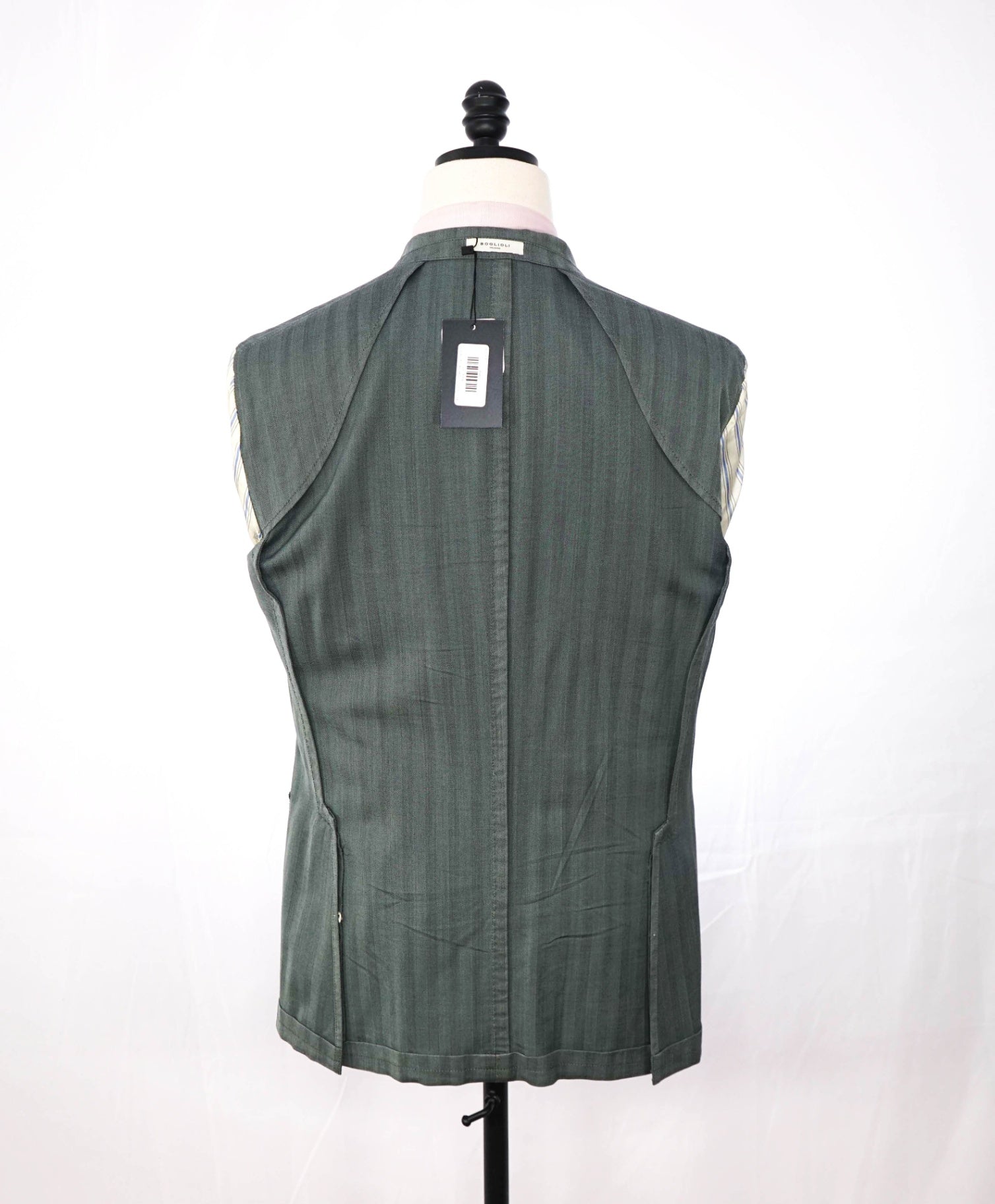 $1,595 BOGLIOLI - Green Herringbone Wool Blazer - 40R