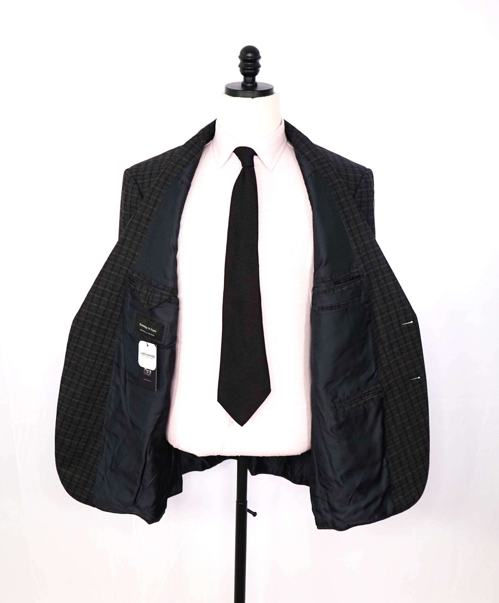 $3,690 ZEGNA - Navy/Brown Plaid Wool/Cashmere Sport Jacket - 46R