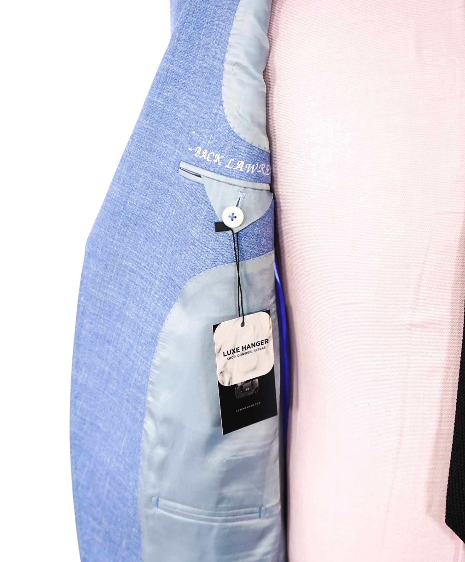$1,395 VBC for BACK LAWRENCE - Light Blue Wool/Silk/Linen Blazer - 38R