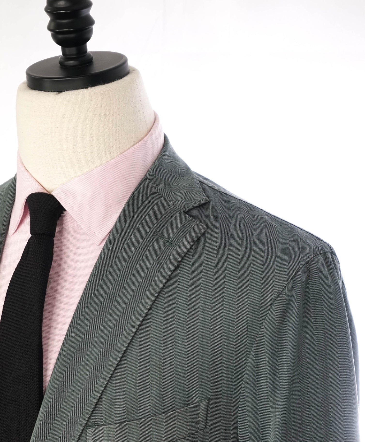 $1,595 BOGLIOLI - Green Herringbone Wool Blazer - 40R