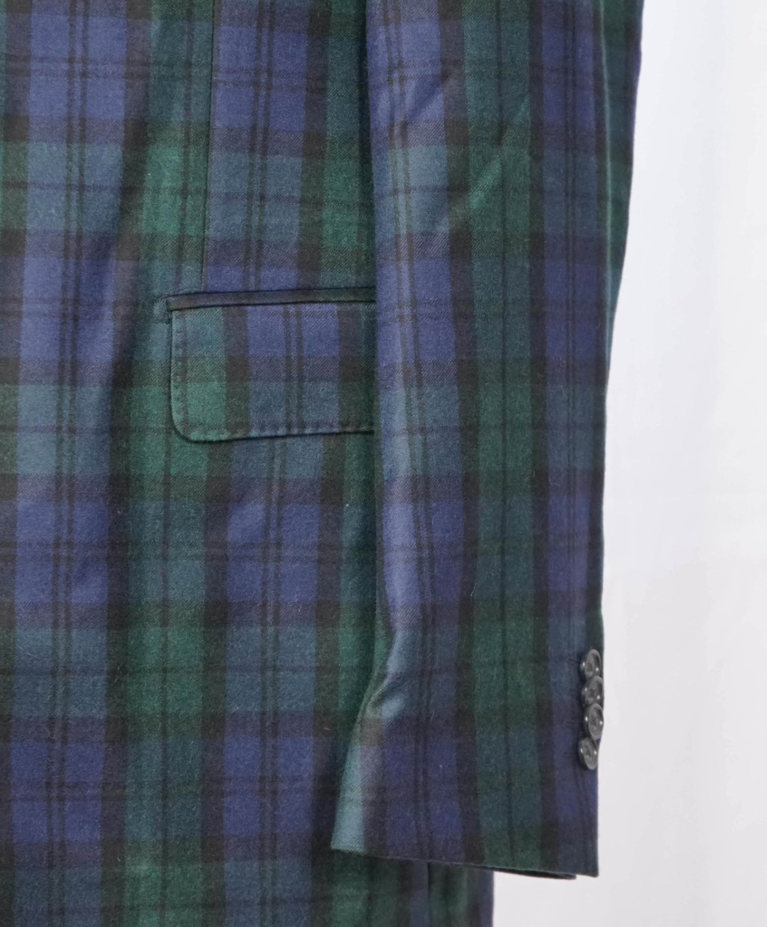 SAKS FIFTH AVENUE - Navy/Green Plaid Wool Blazer - 44L