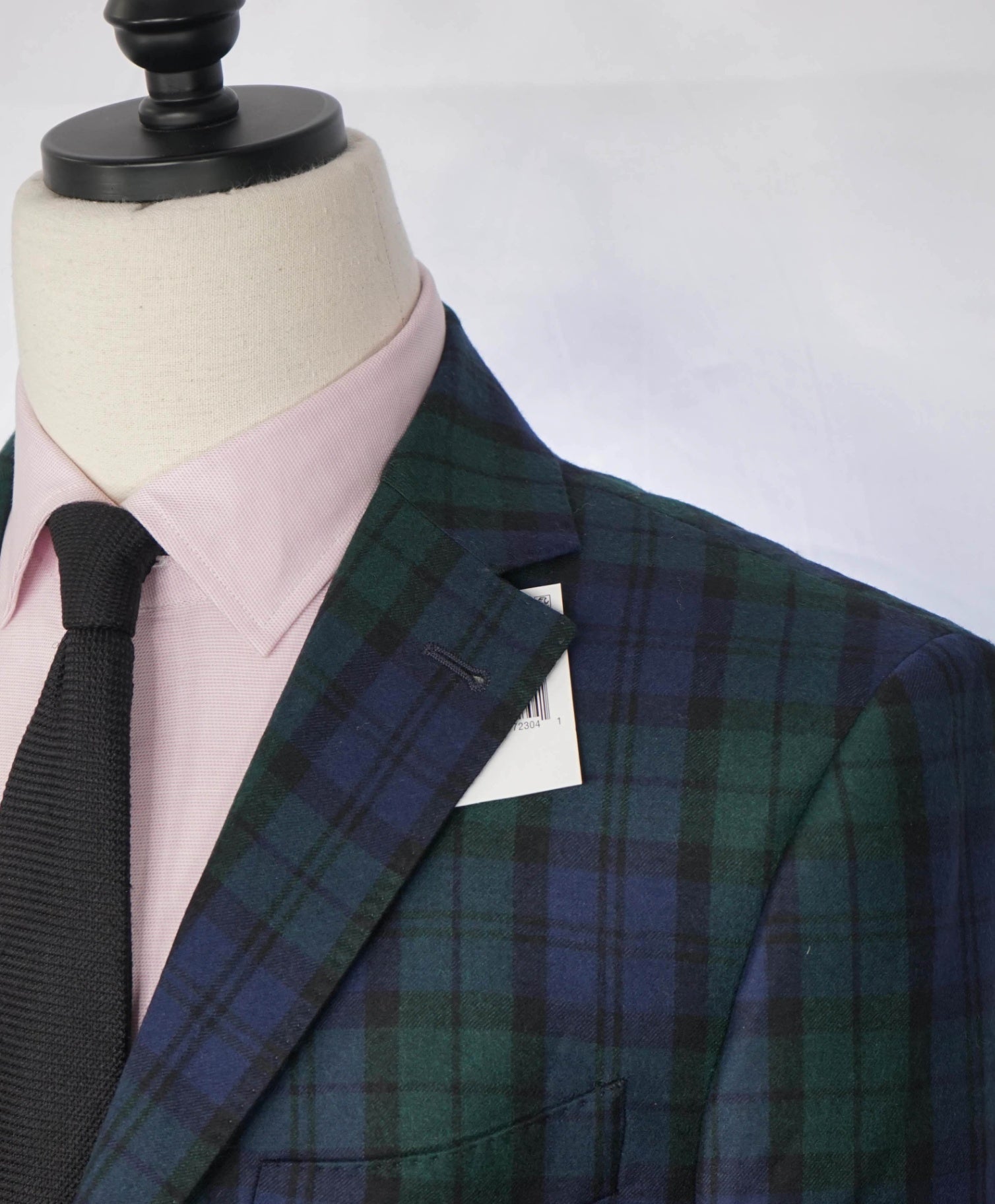 SAKS FIFTH AVENUE - Navy/Green Plaid Wool Blazer - 44L