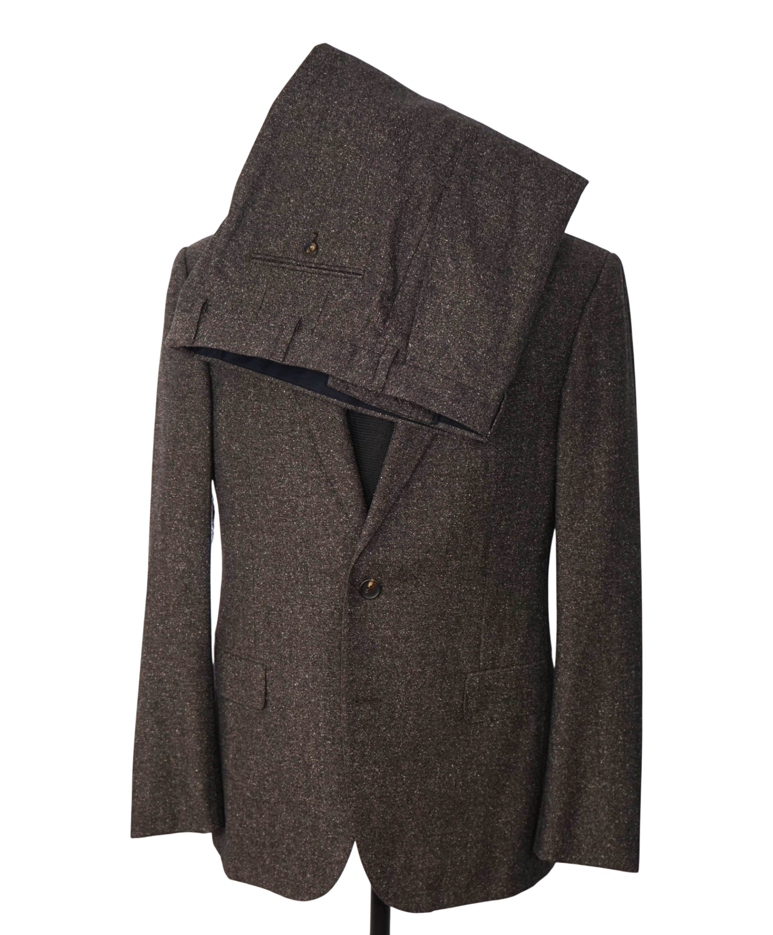 $2,295 PAL ZILERI - Brown Fleck SLIM Wool/Silk Suit - 42R