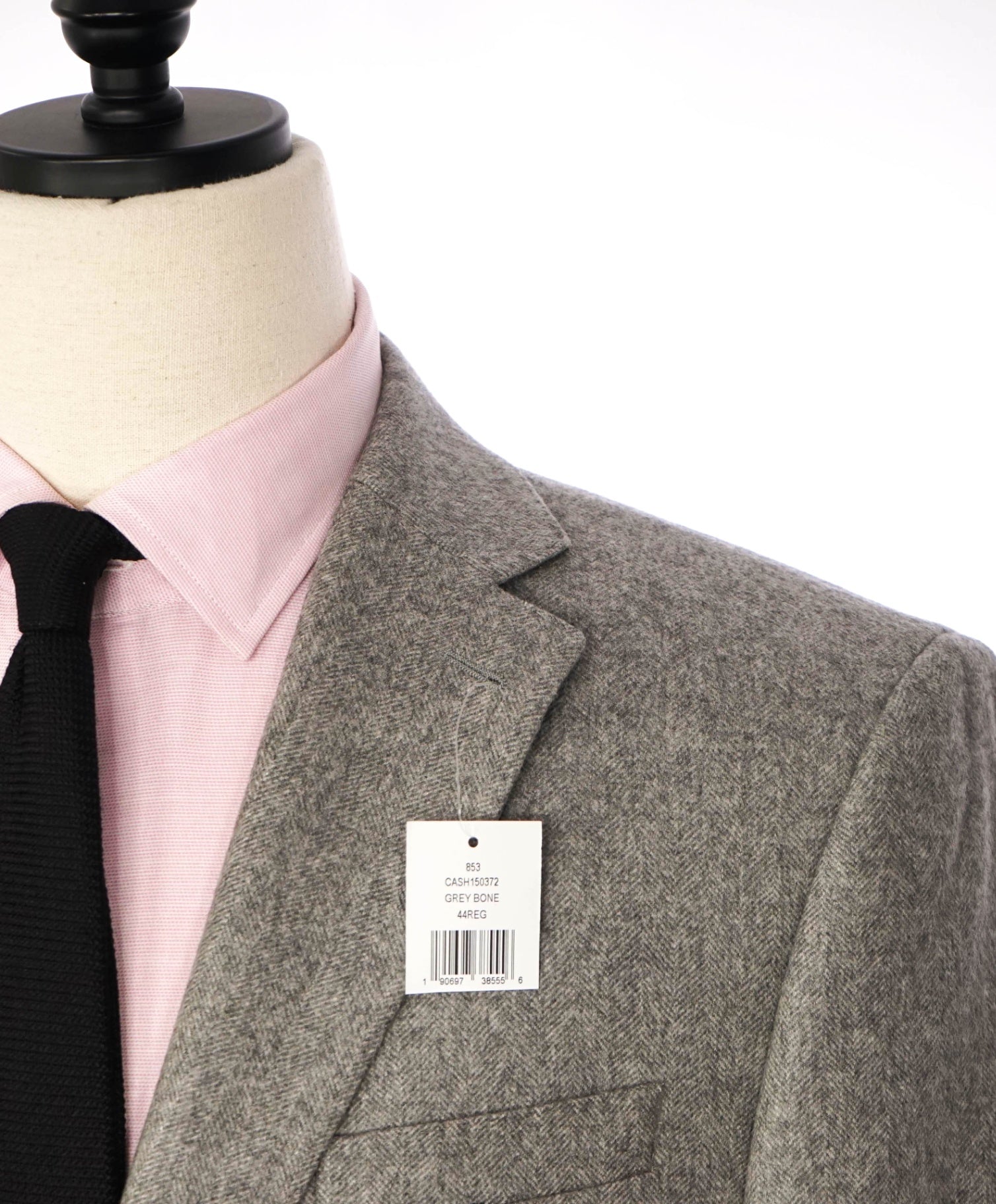 $1,295 SAKS 5TH AVE - Light Gray Herringbone Cashmere Blazer - 44R