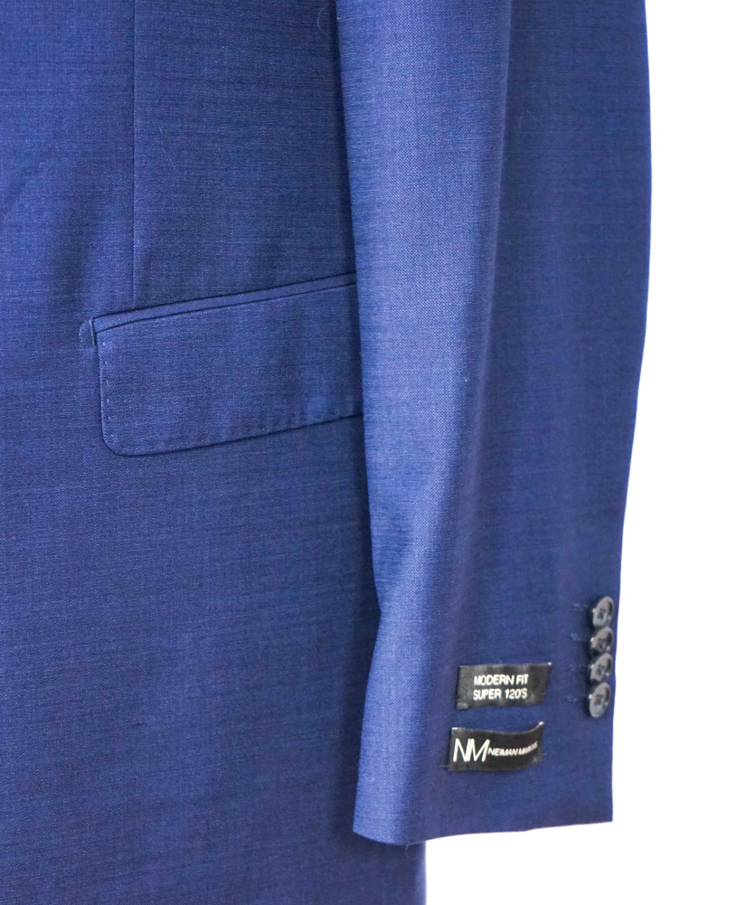 $1,195 NEIMAN MARCUS - Navy Blue Super 120's Wool Suit - 46L