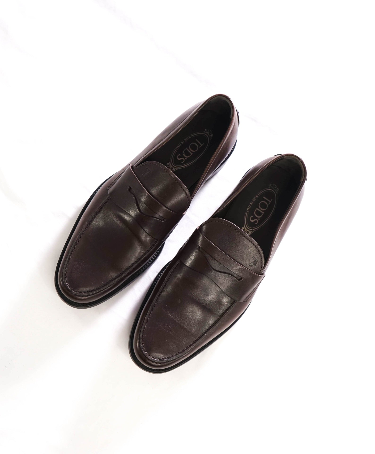 $925 TOD'S - Brown Leather Boston Penny Loafers - US 10.5 (9.5UK)