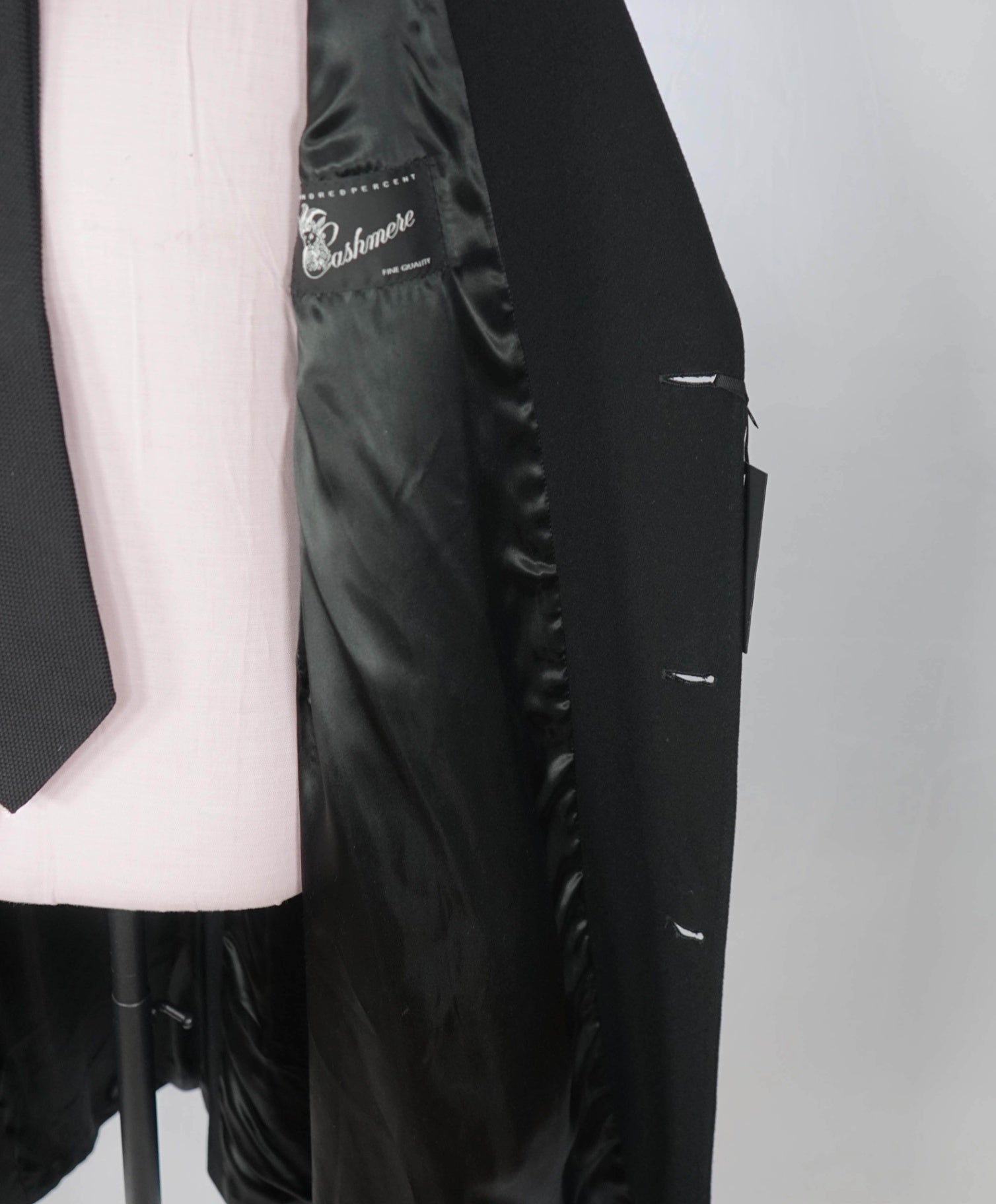 $1,998 SAKS FIFTH AVENUE - Black Cashmere Topcoat - 44R
