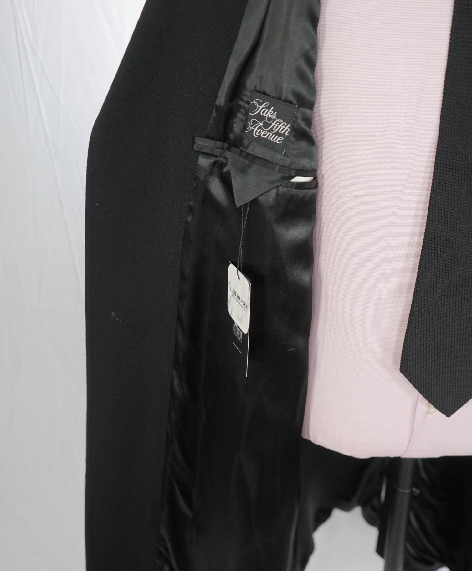 $1,998 SAKS FIFTH AVENUE - Black Cashmere Topcoat - 44R
