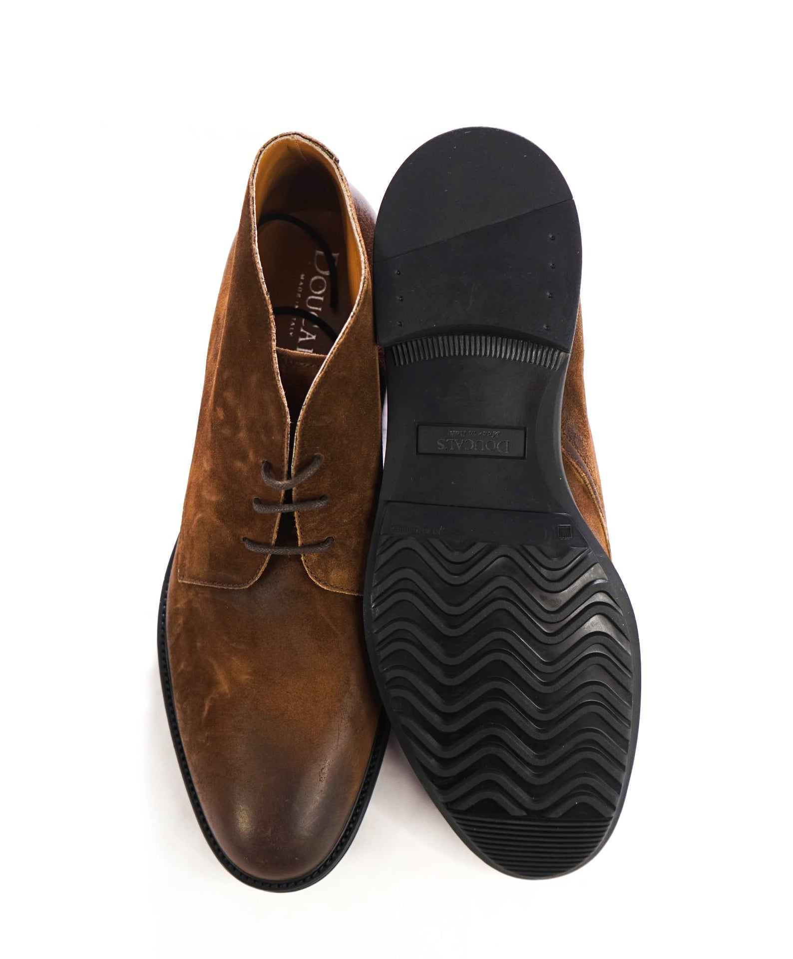 $975 DOUCAL'S - Brown Distressed Suede Chukka Boots - US 9 (42EU)