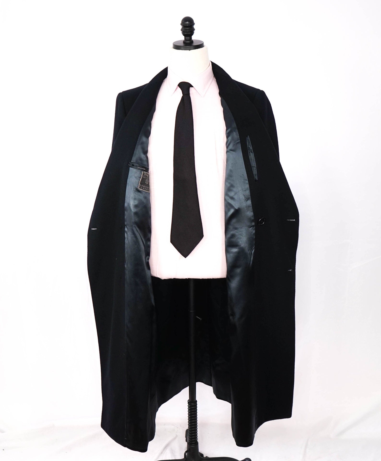 $1,795 HICKEY FREEMAN - Navy Cashmere CALF LENGTH Overcoat - 42R