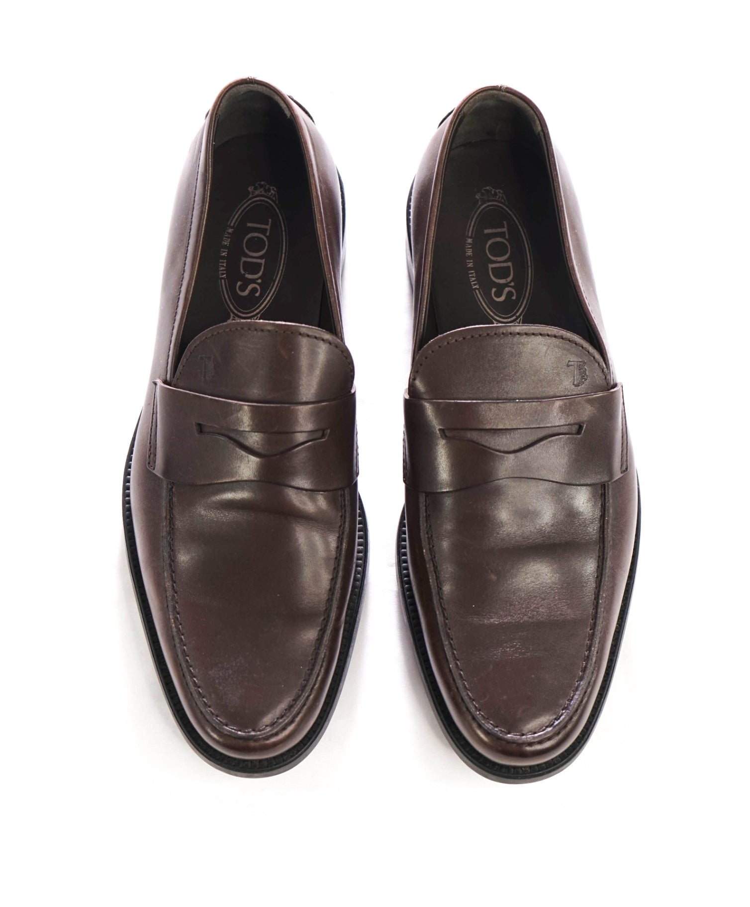 $925 TOD'S - Brown Leather Boston Penny Loafers - US 10.5 (9.5UK)