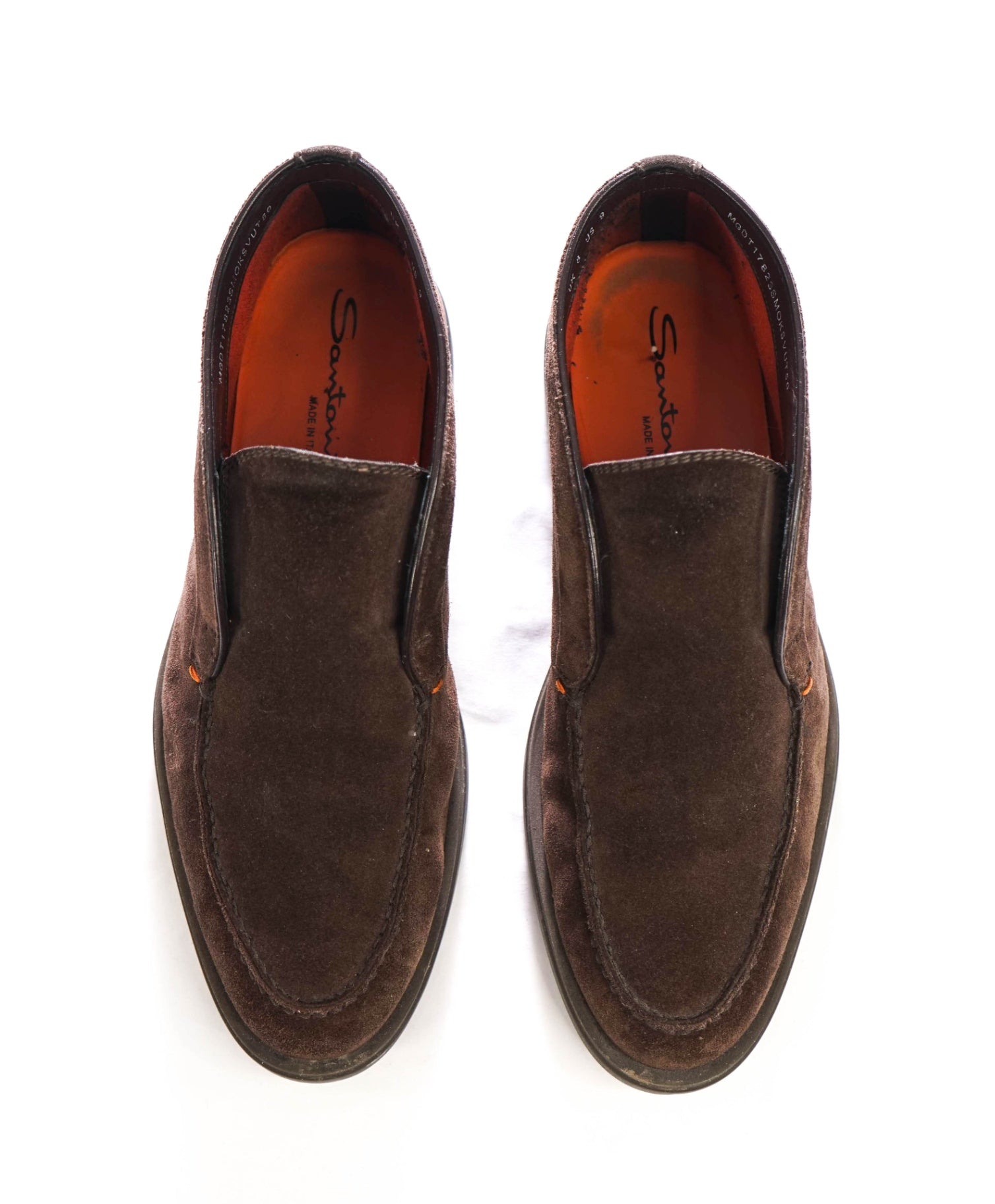 $850 SANTONI - Brown Suede Slip-on Chukka Boots - US 9 (8UK)