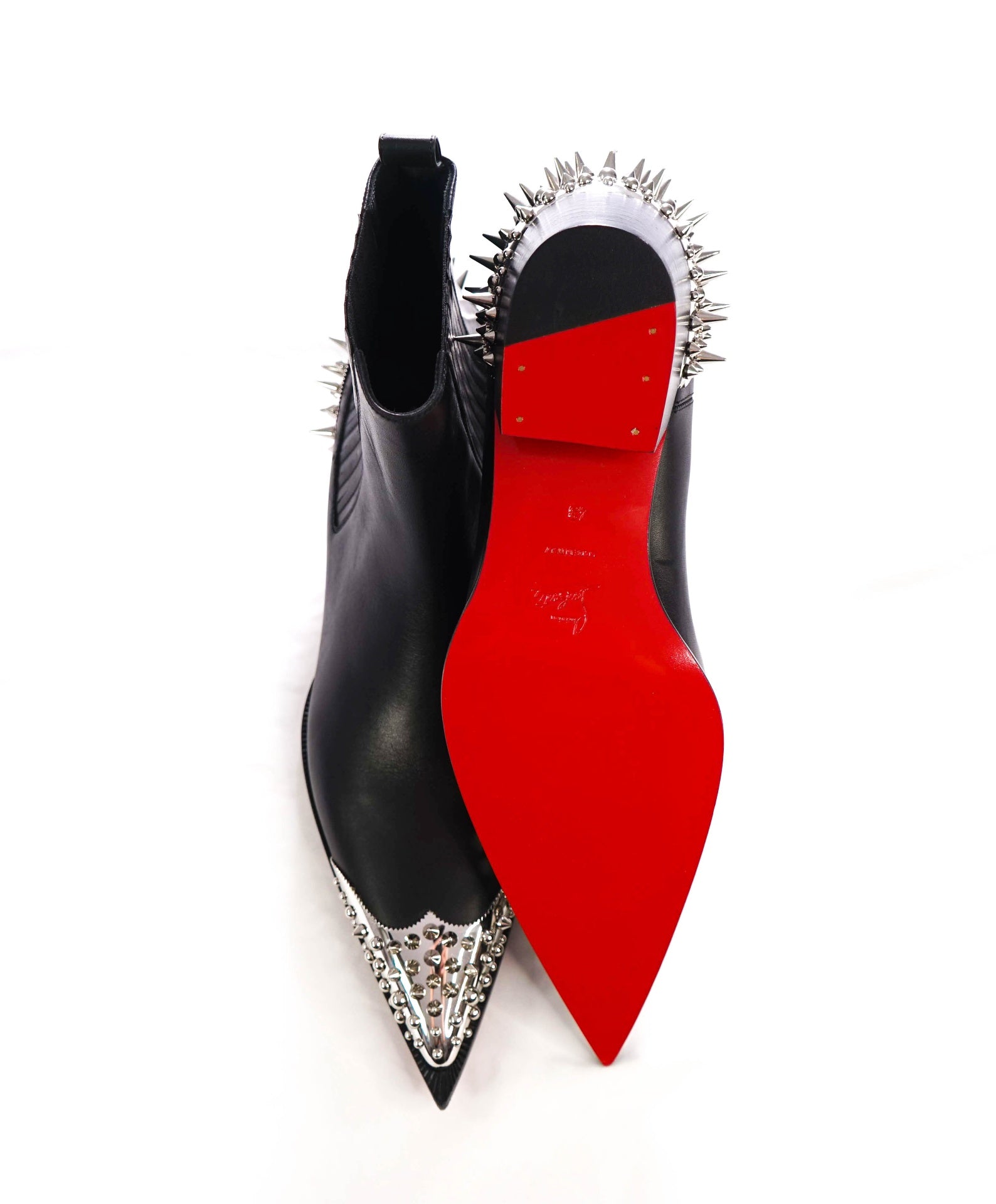 $2,995 LOUBOUTIN - Black "CHELVISS METEOR" Spiked Boots - US 10 (43EU)