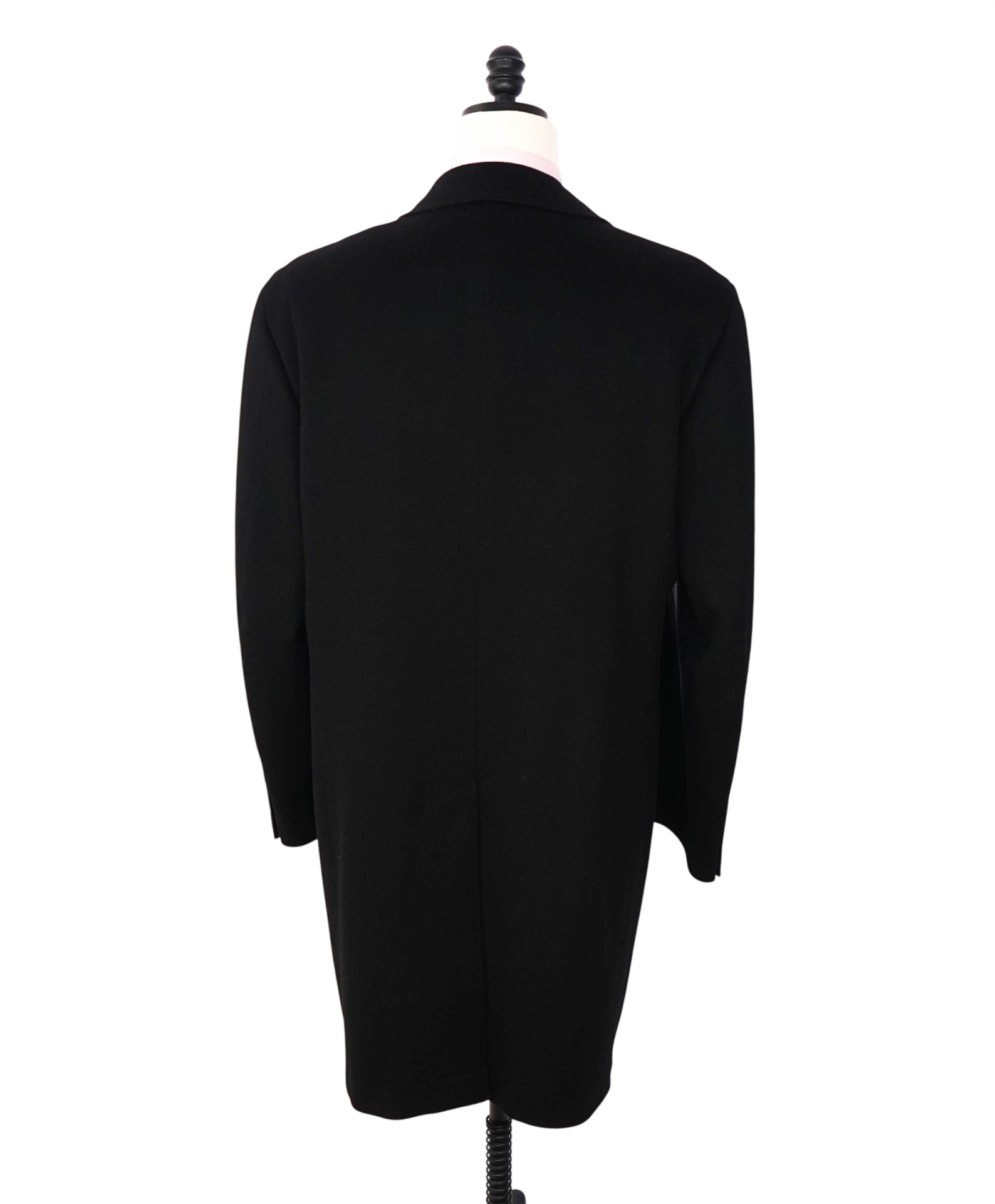 $3,550 CANALI - Solid Black Wool/Cashmere Overcoat - 46R