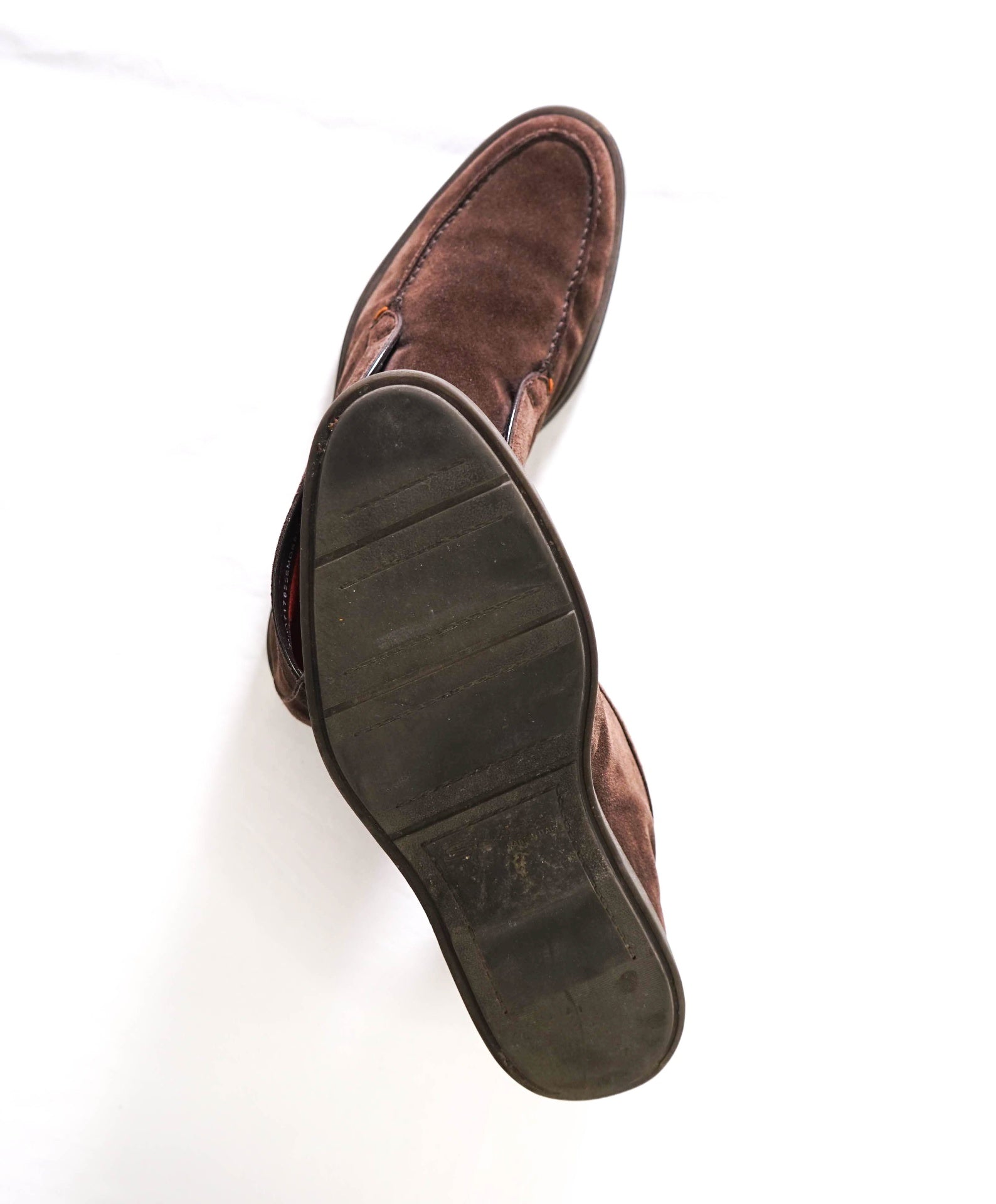 $850 SANTONI - Brown Suede Slip-on Chukka Boots - US 9 (8UK)