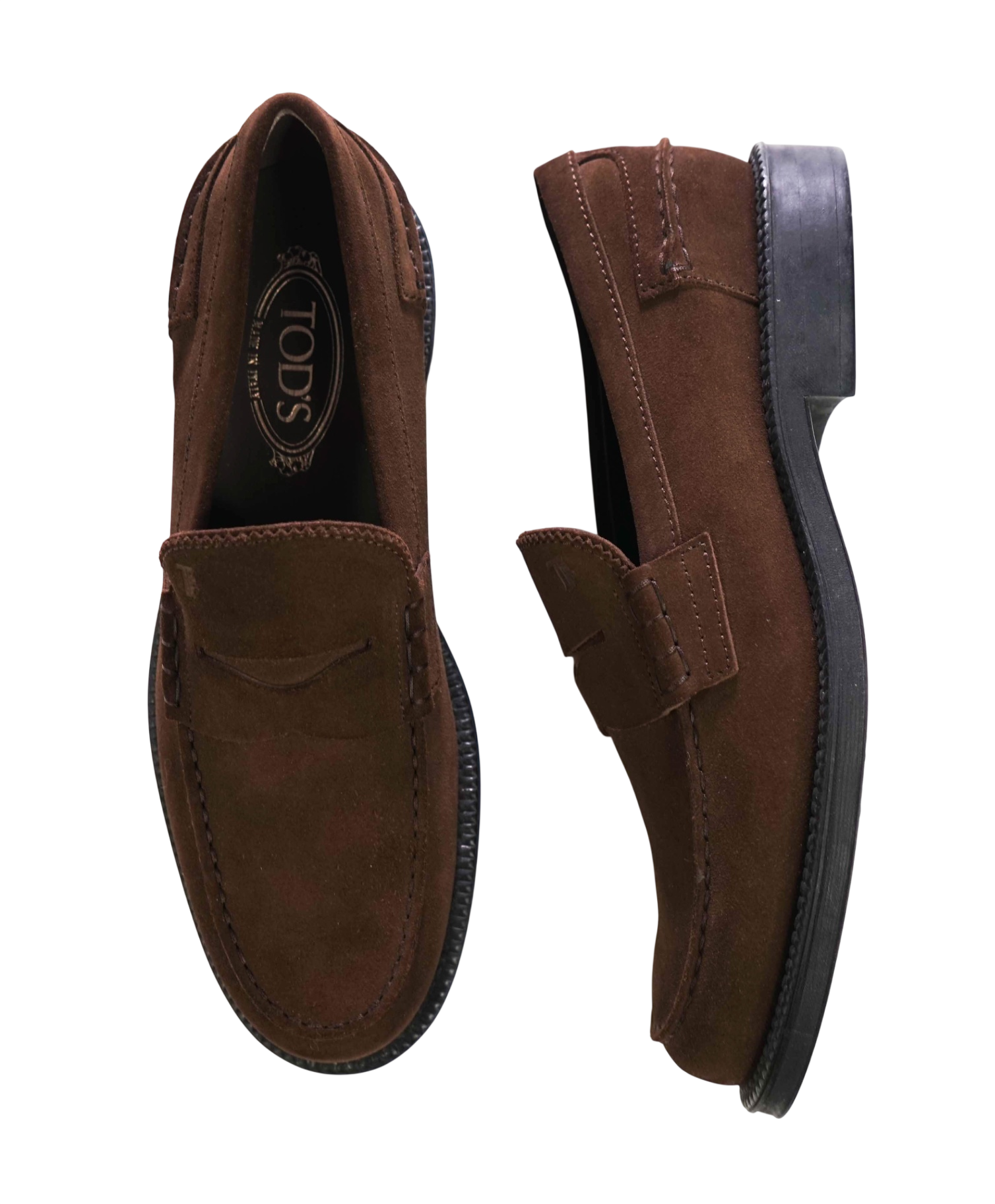 $875 TOD'S - Brown Suede Boston Penny Loafers - US 9 (8UK)