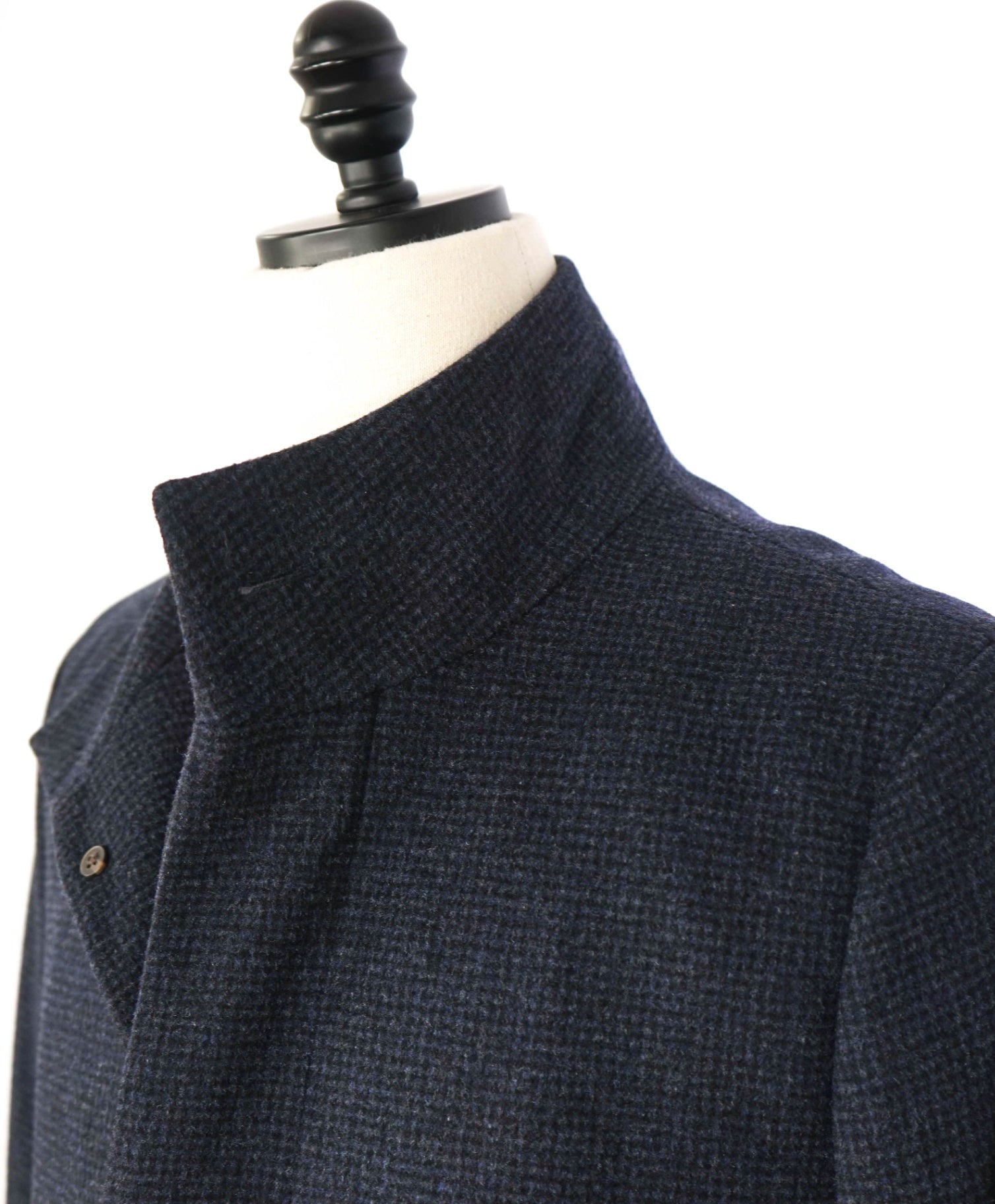 $998 SAKS FIFTH AVENUE - Navy Blue Gingham Wool Overcoat - M
