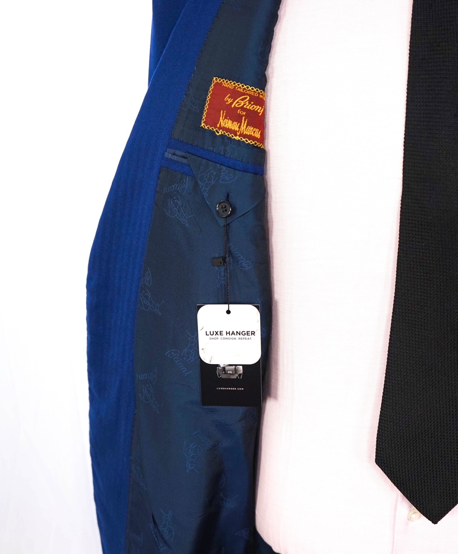 $5,300 BRIONI - Blue Tonal Stripe Wool/Silk Blazer - 44R