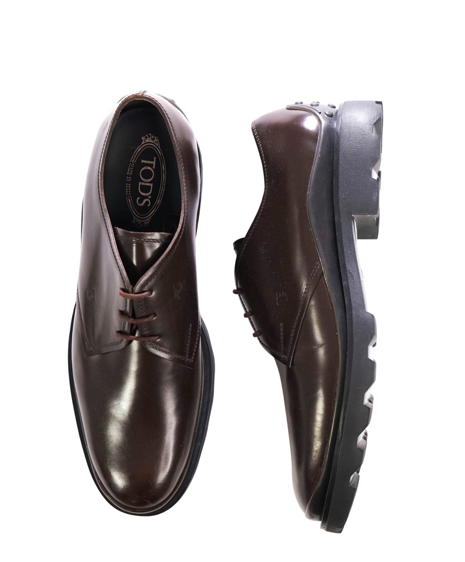 $750 TOD'S - Brown Leather Lug-Sole Derby - US 12.5 (11.5UK)
