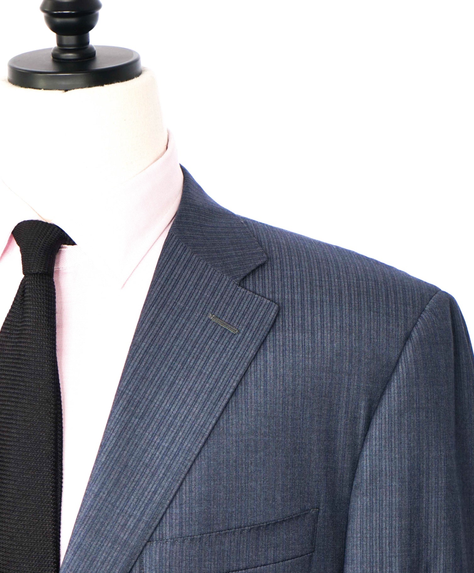 $2,695 CANALI - Gray/Navy Blue Stripe Wool Suit - 46R