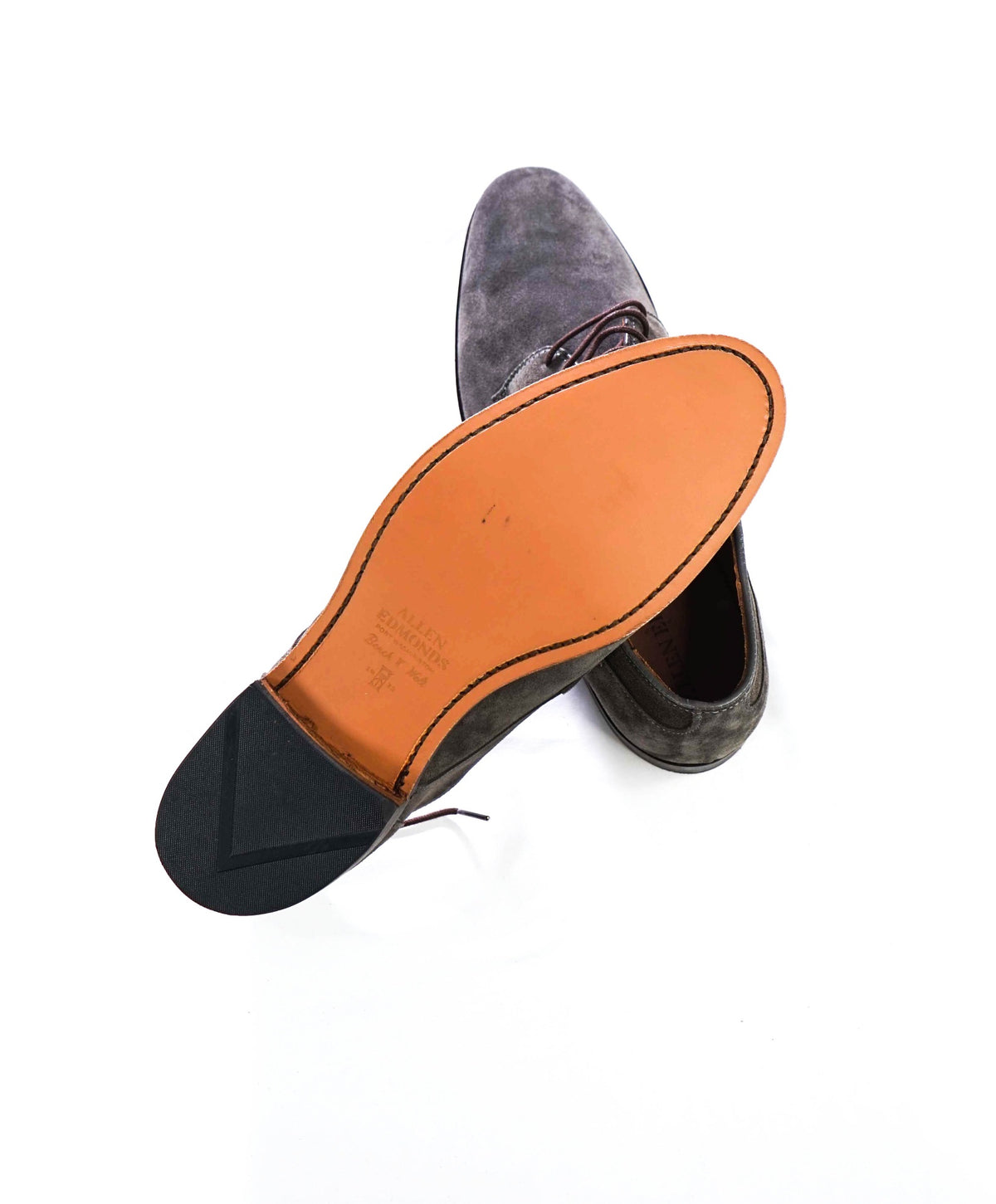 $450 ALLEN EDMONDS - Gray Suede Windsor Plain-toe Derby - 12 3E