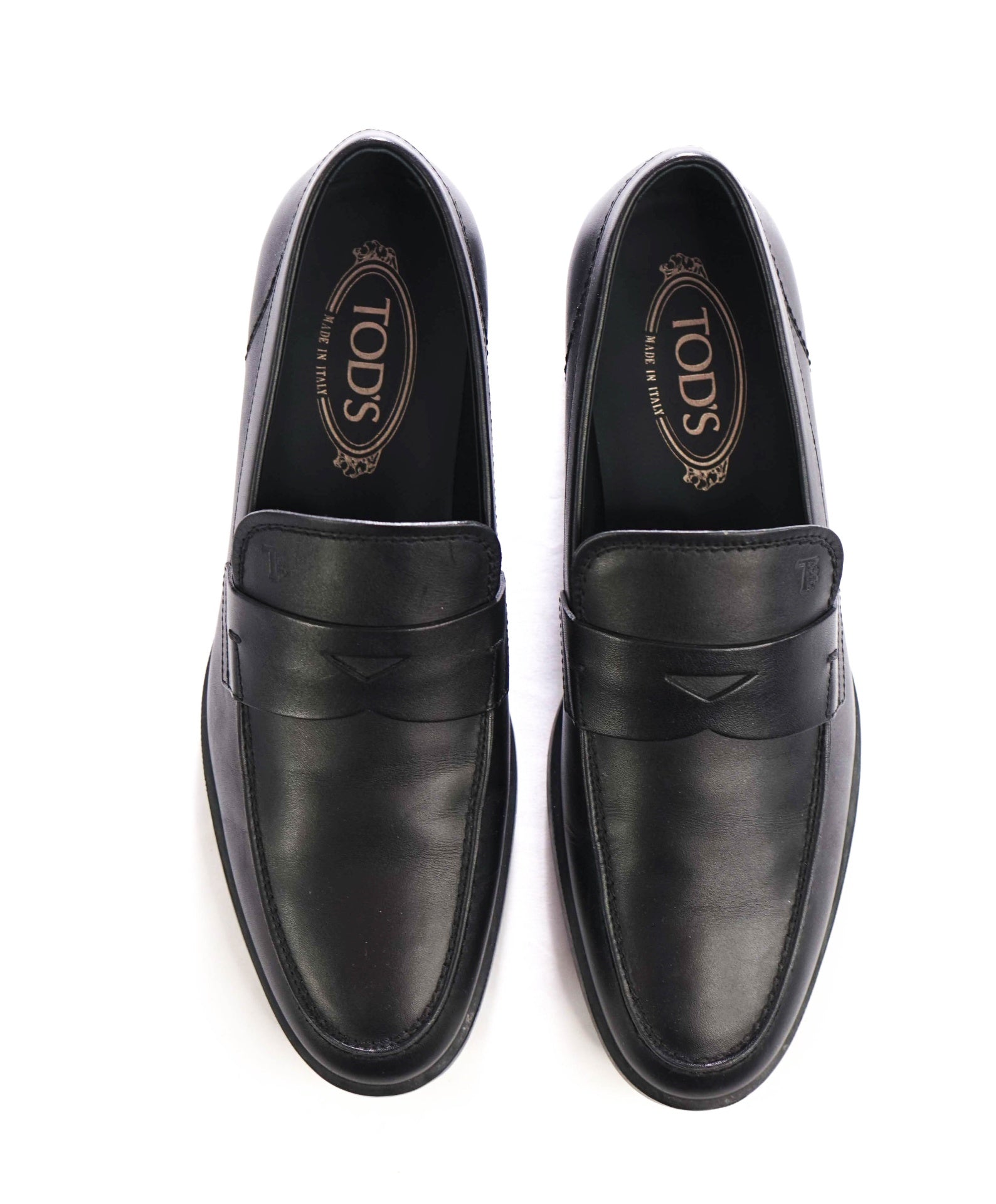 $850 TOD'S - Black Boston Leather Penny Loafers - US 7 (6UK)