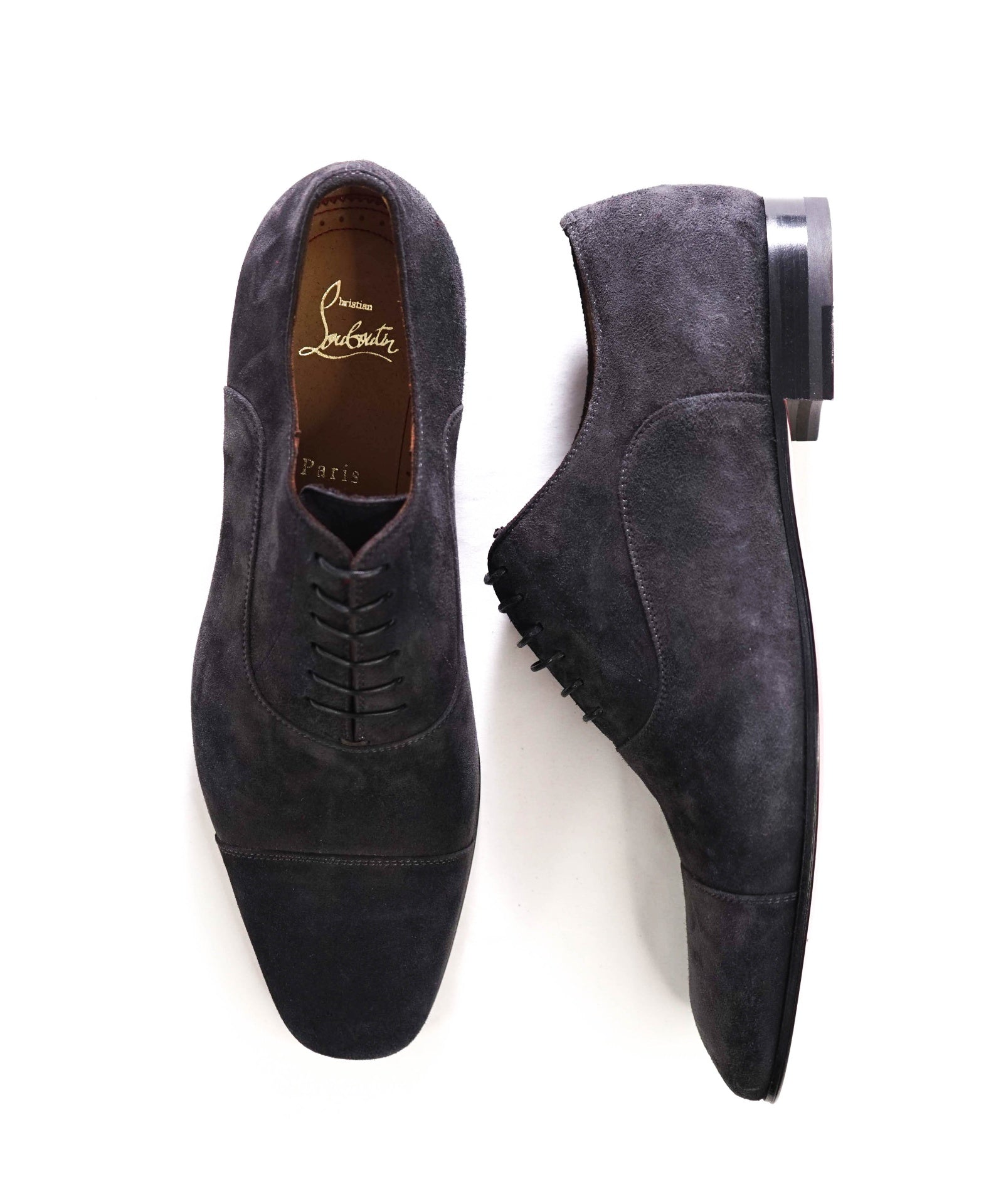 $1,050 LOUBOUTIN - Gray Suede "GREGGO" Oxfords - US 8.5 (41.5EU)