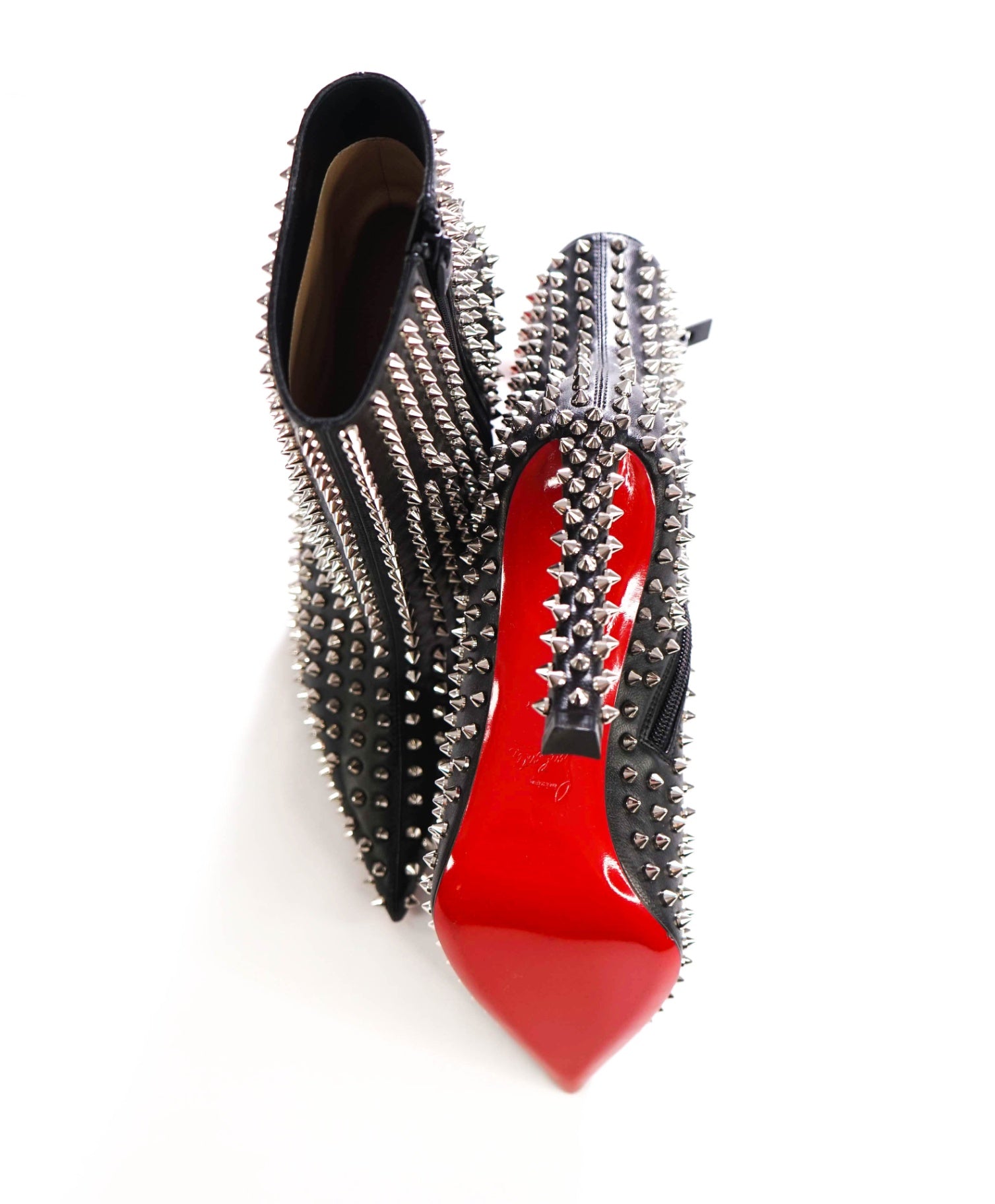 $2,395 LOUBOUTIN - Black "CONDORA SPIKES" 100mm Bootie - US 10 (40EU)